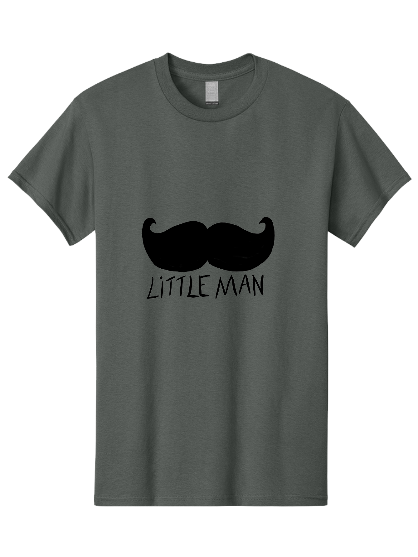 Little-Man Men'S Graphic Tee, 100% Cotton, Comfortable Casual Summer Wear, Machine Washable, Mustache Graphic, Little Man, Fashionable Mustache, Stylish Facial Hair, Masculine Logo, Bold Design, Minimalist Style -  Aaa089