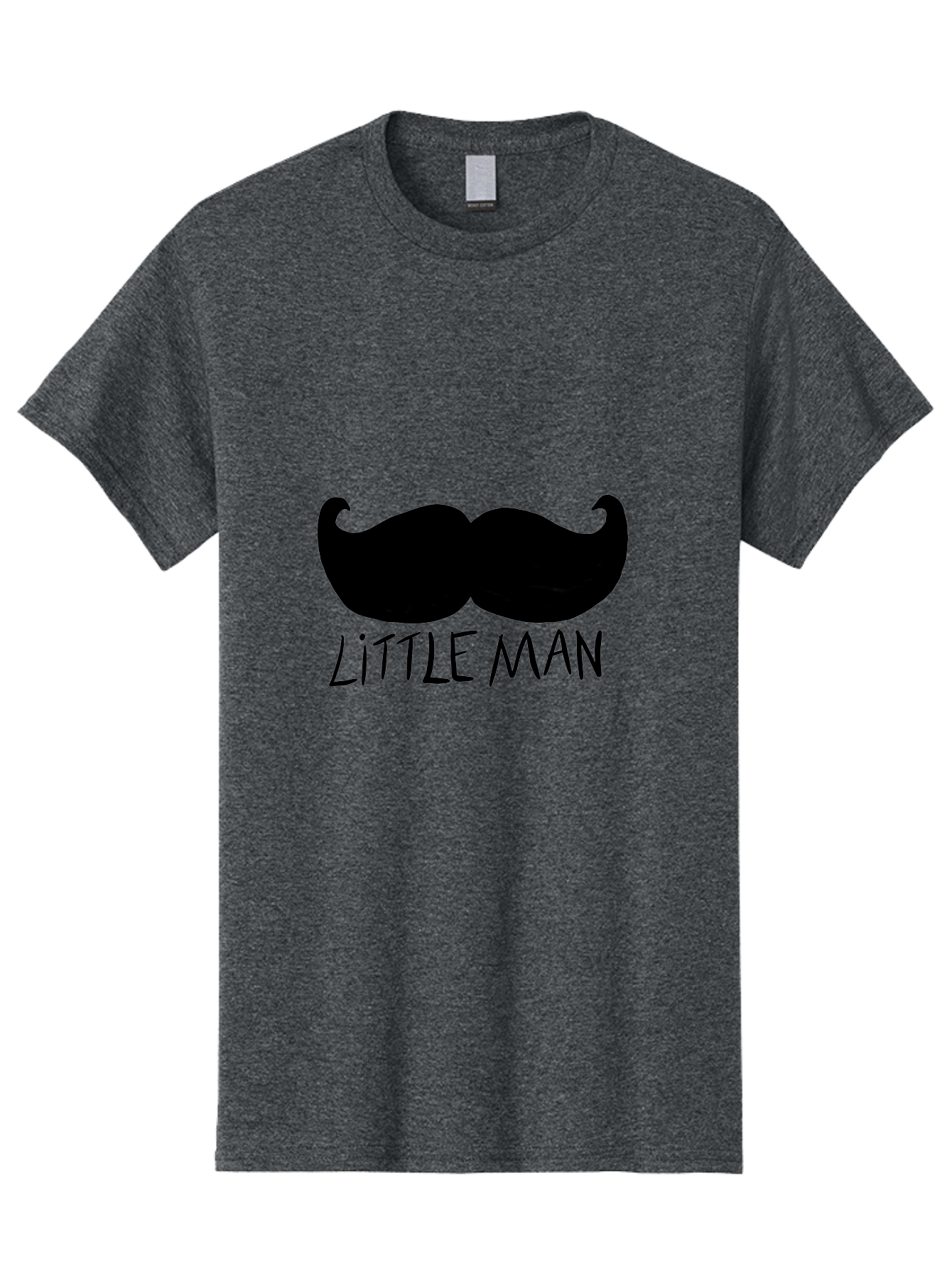 Little-Man Men'S Graphic Tee, 100% Cotton, Comfortable Casual Summer Wear, Machine Washable, Mustache Graphic, Little Man, Fashionable Mustache, Stylish Facial Hair, Masculine Logo, Bold Design, Minimalist Style -  Aaa089
