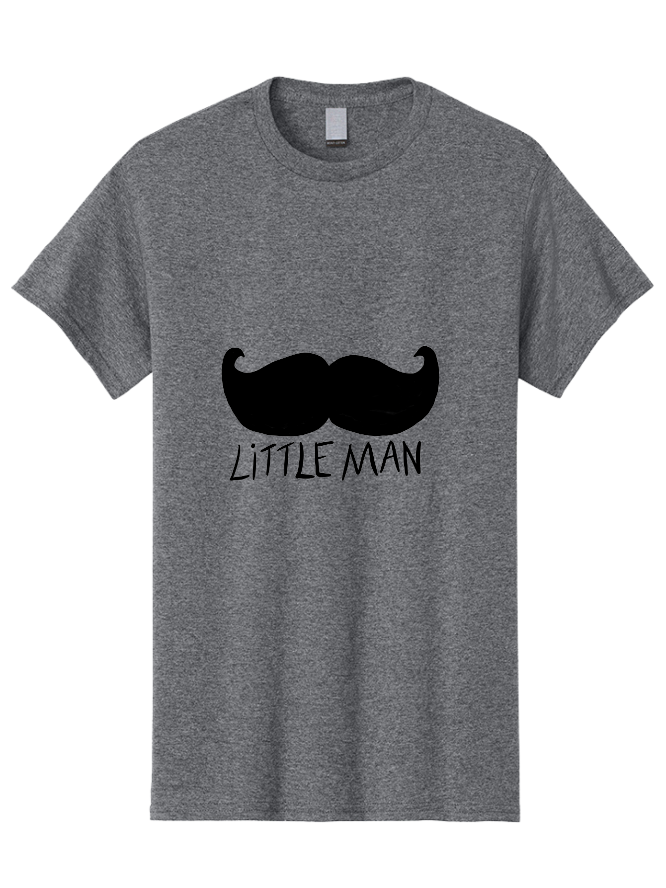 Little-Man Men'S Graphic Tee, 100% Cotton, Comfortable Casual Summer Wear, Machine Washable, Mustache Graphic, Little Man, Fashionable Mustache, Stylish Facial Hair, Masculine Logo, Bold Design, Minimalist Style -  Aaa089