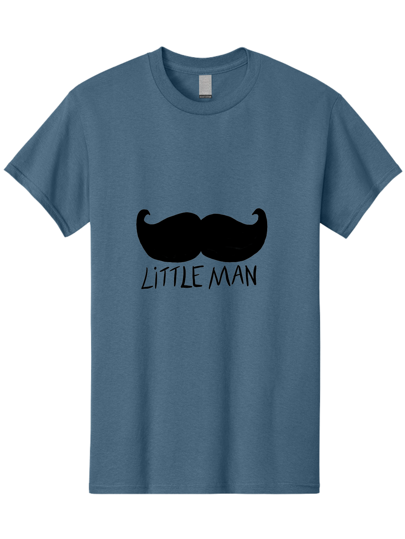 Little-Man Men'S Graphic Tee, 100% Cotton, Comfortable Casual Summer Wear, Machine Washable, Mustache Graphic, Little Man, Fashionable Mustache, Stylish Facial Hair, Masculine Logo, Bold Design, Minimalist Style -  Aaa089
