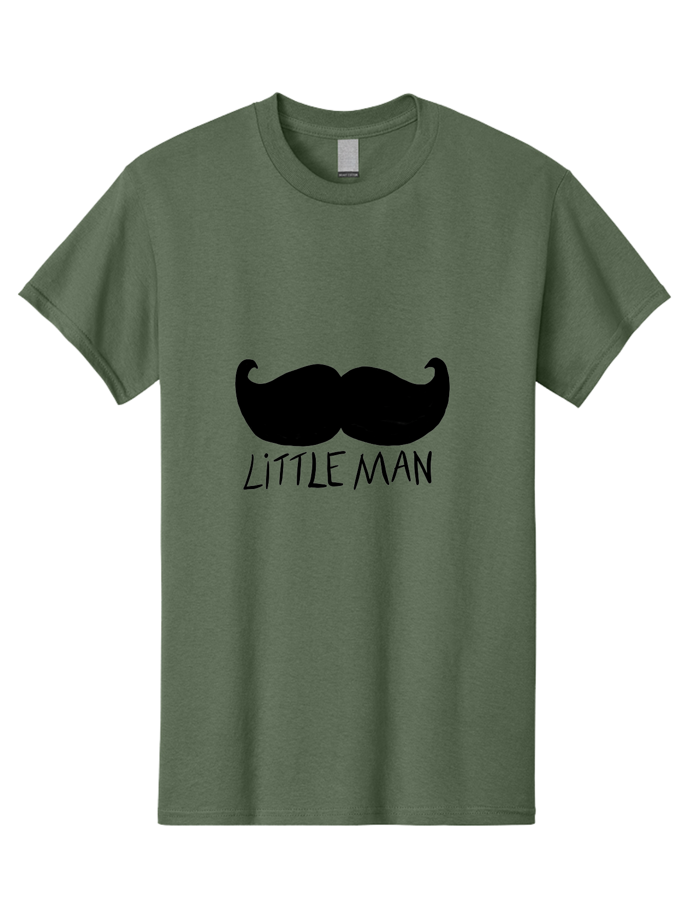 Little-Man Men'S Graphic Tee, 100% Cotton, Comfortable Casual Summer Wear, Machine Washable, Mustache Graphic, Little Man, Fashionable Mustache, Stylish Facial Hair, Masculine Logo, Bold Design, Minimalist Style -  Aaa089
