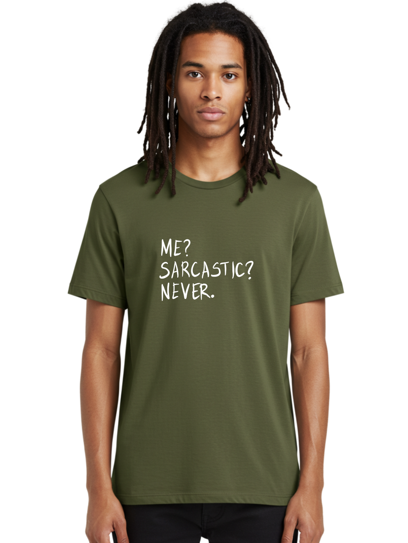 Me-Sarcastic-Never Men'S Graphic Tee, 100% Cotton, Comfortable Casual Summer Wear, Machine Washable, Sarcastic Humor, Funny Quote, Witty Saying, Ironic Phrase, Humorous Meme, Playful Banter, Tongue-In-Cheek Remark -  Aaa094