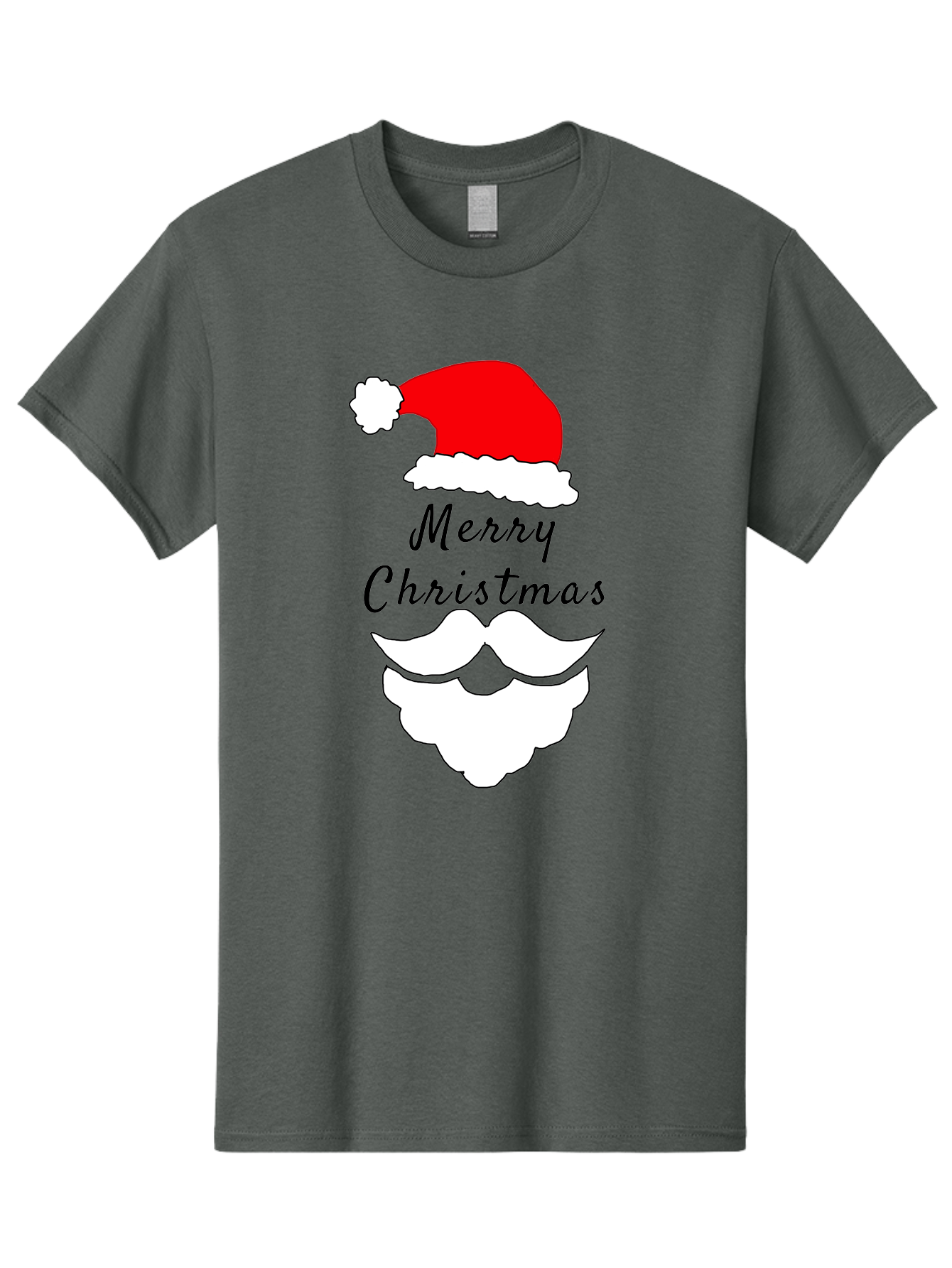 Merry-Christmas Men'S Graphic Tee, 100% Cotton, Comfortable Casual Summer Wear, Machine Washable, Merry Christmas, Santa Hat, White Beard, Festive Season, Holiday Greeting, Christmas Wishes, Jolly Old Saint Nick, Winter Wonderland, -  Aaa097