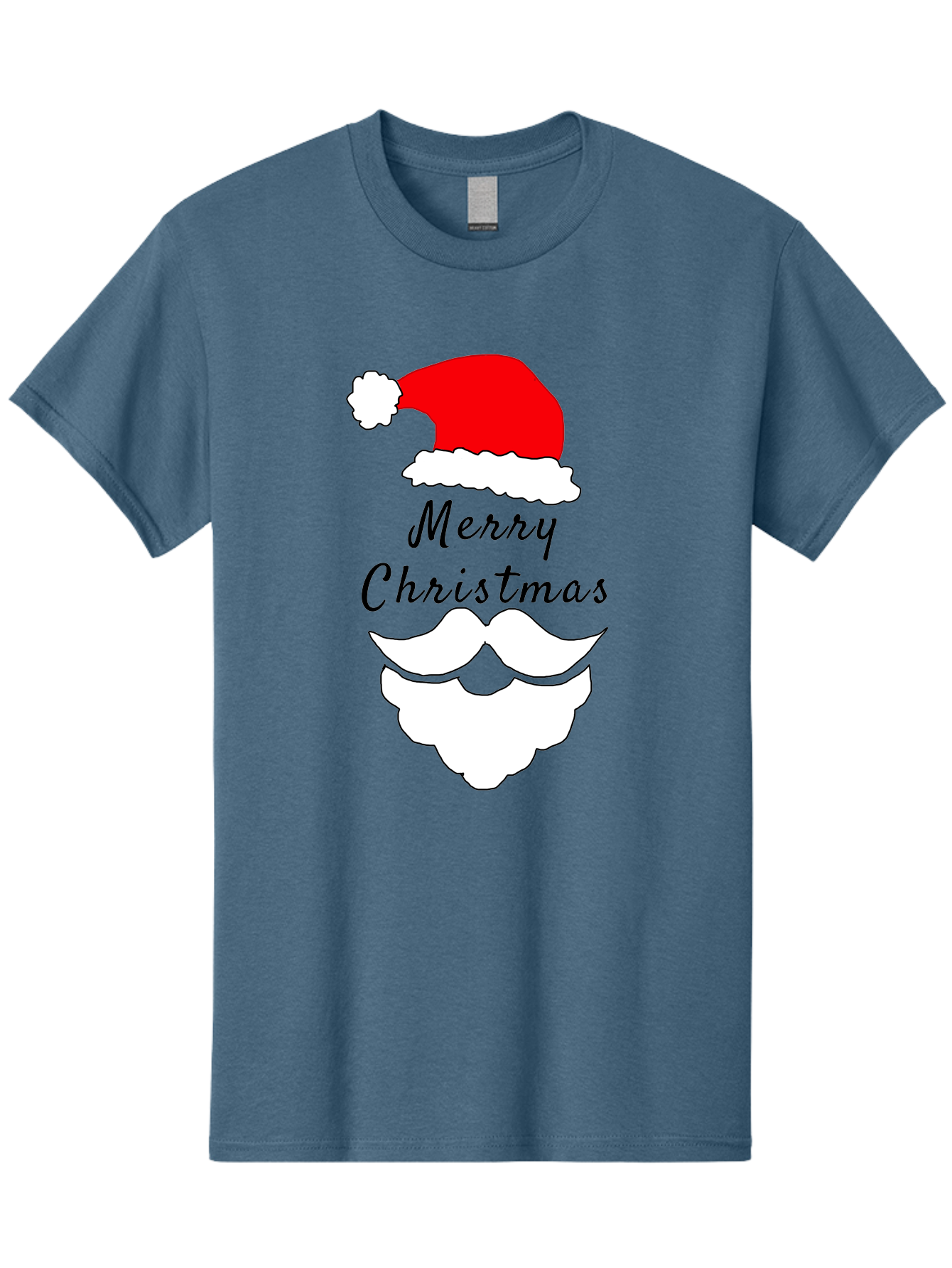 Merry-Christmas Men'S Graphic Tee, 100% Cotton, Comfortable Casual Summer Wear, Machine Washable, Merry Christmas, Santa Hat, White Beard, Festive Season, Holiday Greeting, Christmas Wishes, Jolly Old Saint Nick, Winter Wonderland, -  Aaa097