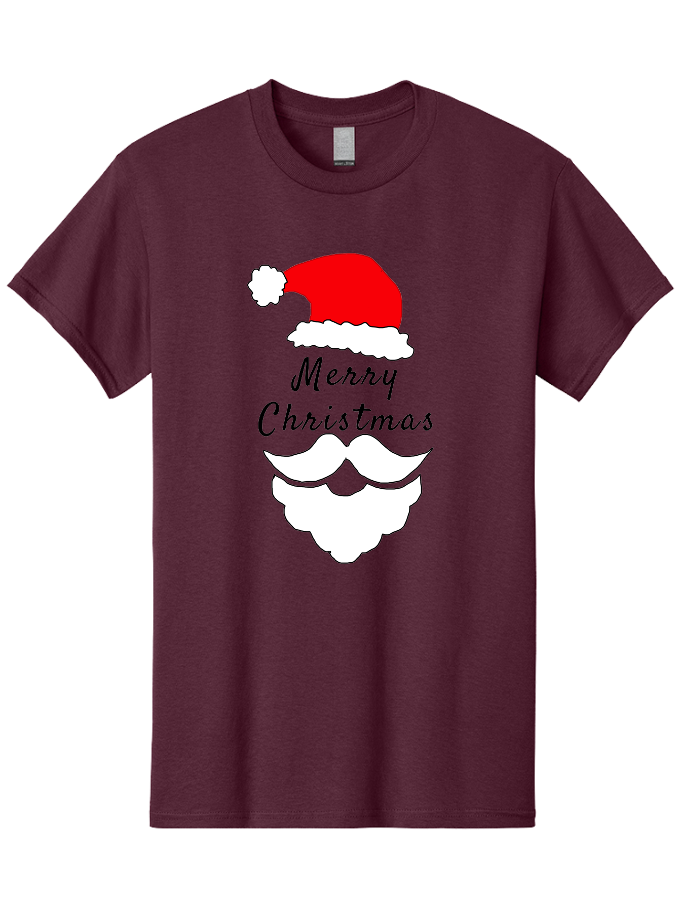 Merry-Christmas Men'S Graphic Tee, 100% Cotton, Comfortable Casual Summer Wear, Machine Washable, Merry Christmas, Santa Hat, White Beard, Festive Season, Holiday Greeting, Christmas Wishes, Jolly Old Saint Nick, Winter Wonderland, -  Aaa097