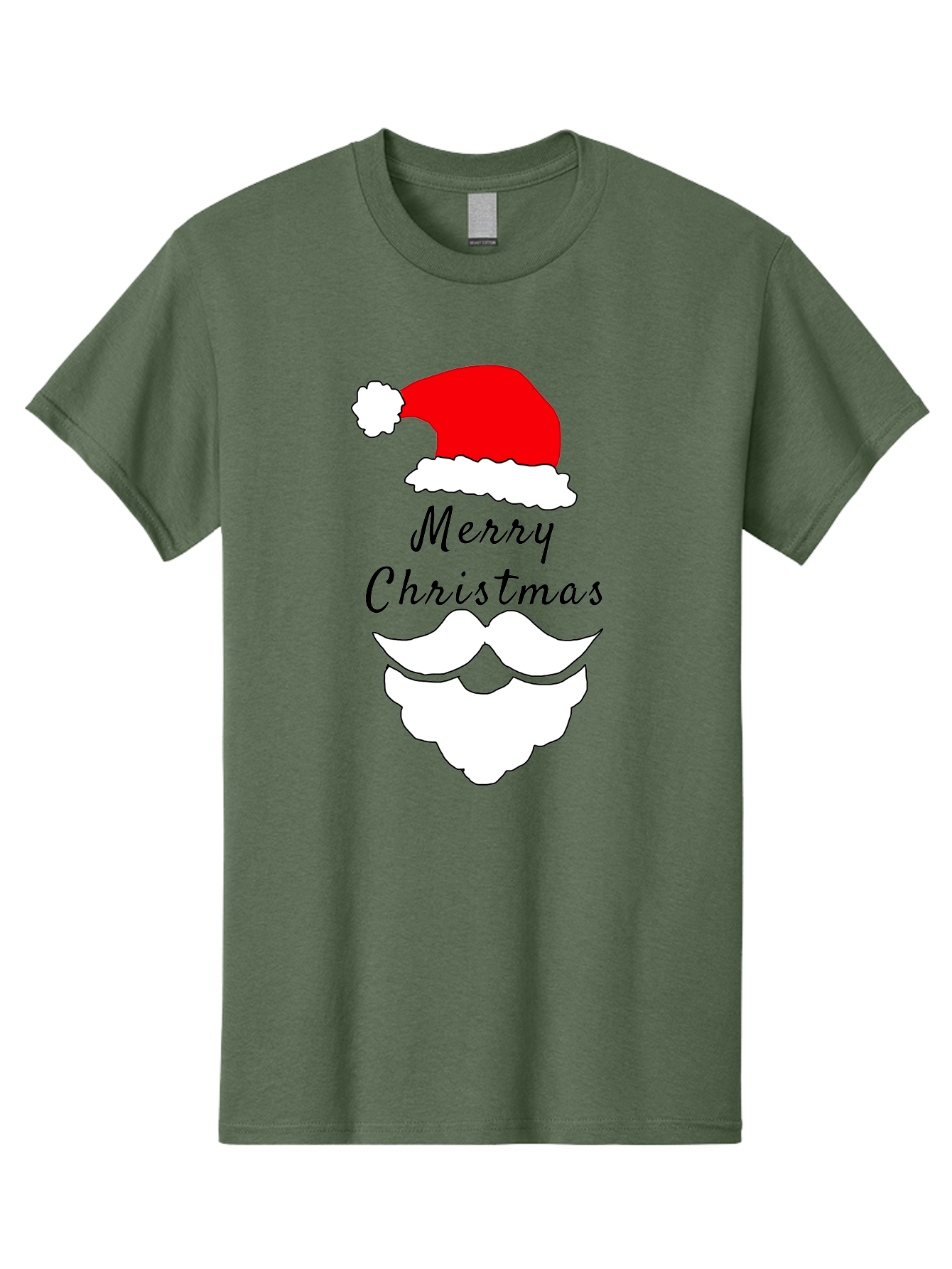 Merry-Christmas Men'S Graphic Tee, 100% Cotton, Comfortable Casual Summer Wear, Machine Washable, Merry Christmas, Santa Hat, White Beard, Festive Season, Holiday Greeting, Christmas Wishes, Jolly Old Saint Nick, Winter Wonderland, -  Aaa097