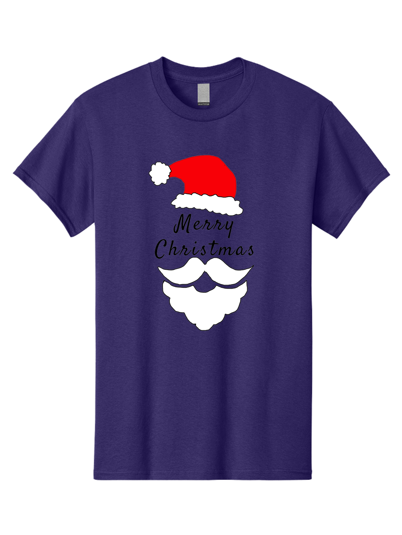 Merry-Christmas Men'S Graphic Tee, 100% Cotton, Comfortable Casual Summer Wear, Machine Washable, Merry Christmas, Santa Hat, White Beard, Festive Season, Holiday Greeting, Christmas Wishes, Jolly Old Saint Nick, Winter Wonderland, -  Aaa097