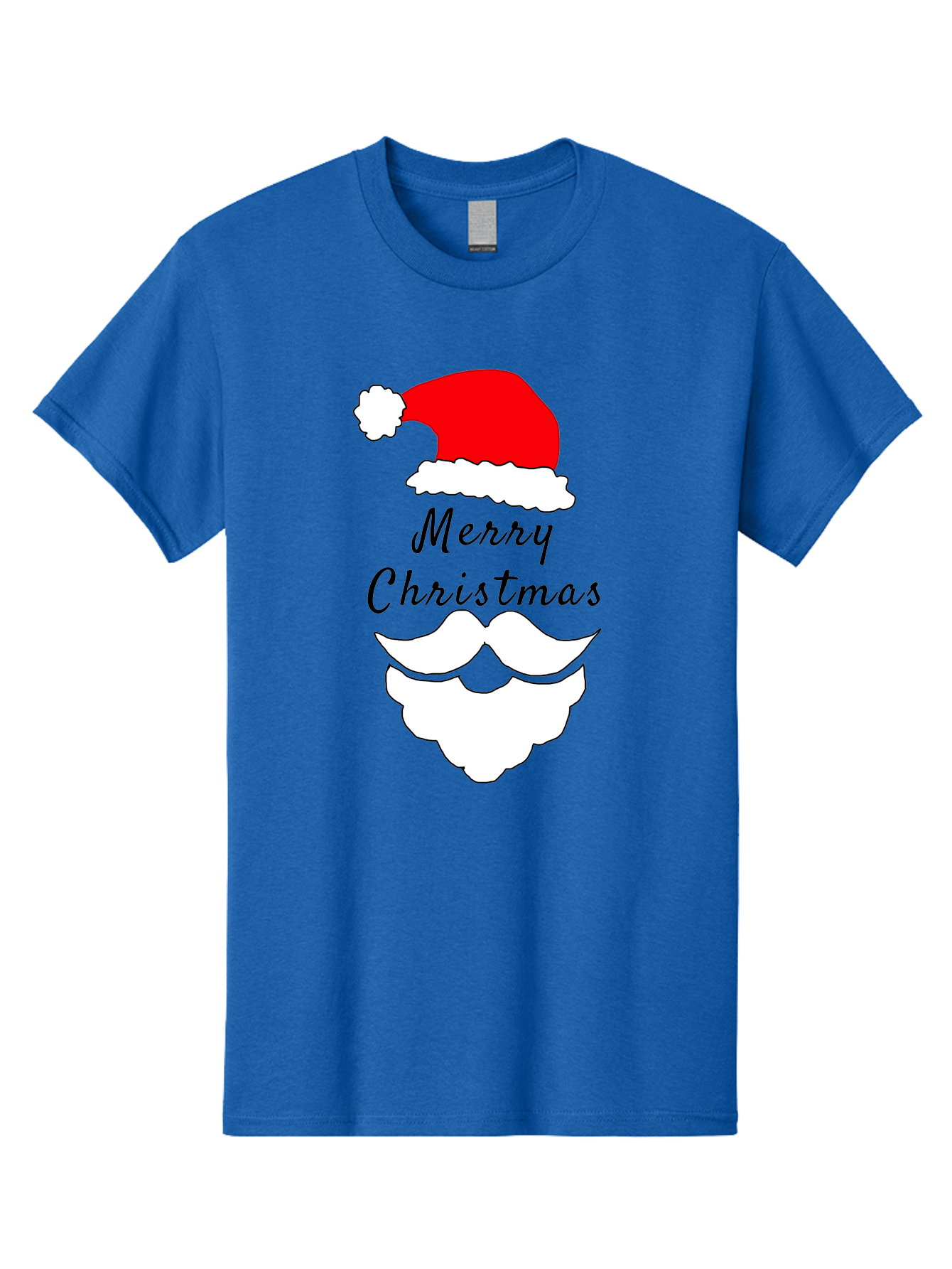 Merry-Christmas Men'S Graphic Tee, 100% Cotton, Comfortable Casual Summer Wear, Machine Washable, Merry Christmas, Santa Hat, White Beard, Festive Season, Holiday Greeting, Christmas Wishes, Jolly Old Saint Nick, Winter Wonderland, -  Aaa097