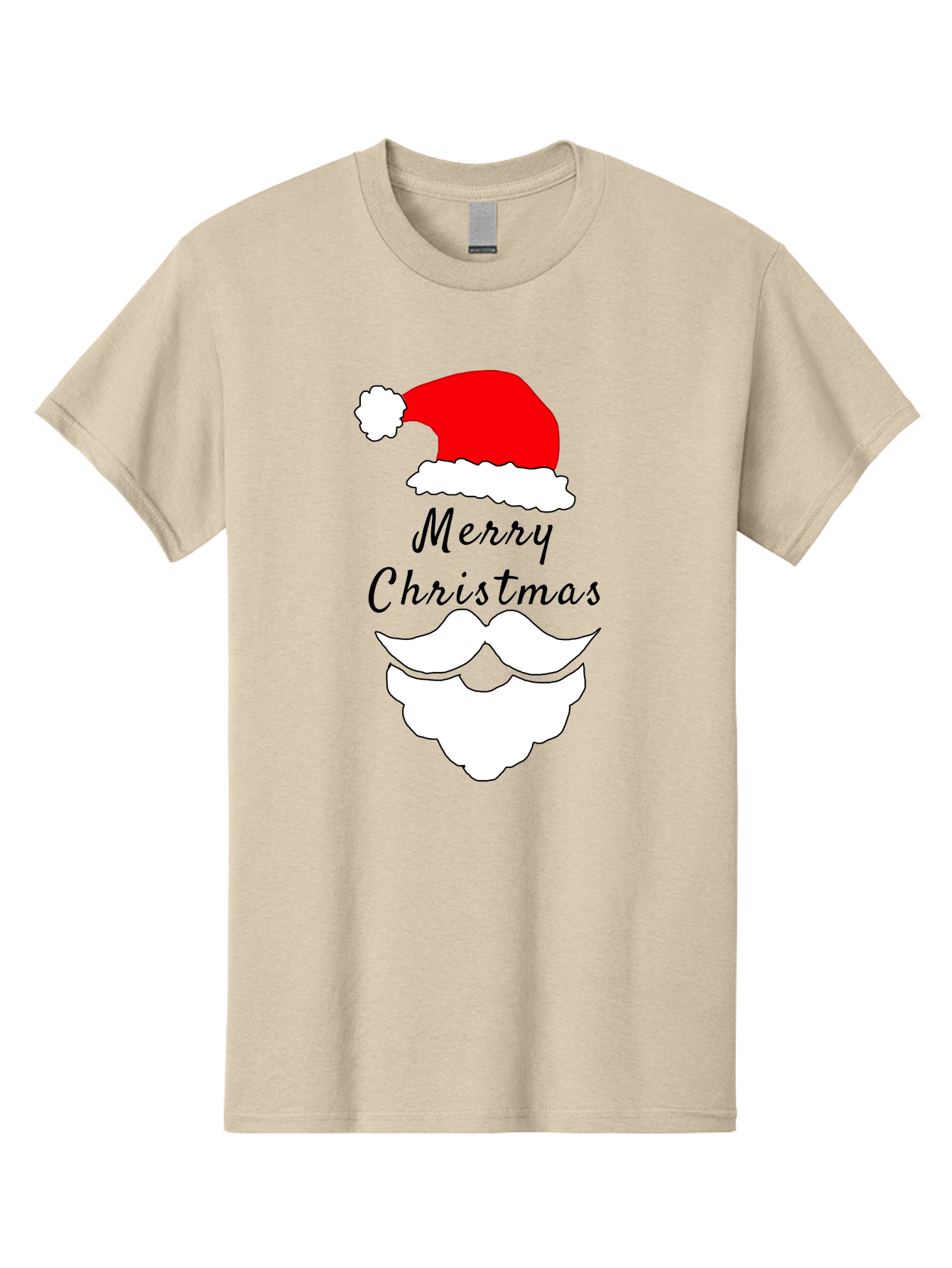 Merry-Christmas Men'S Graphic Tee, 100% Cotton, Comfortable Casual Summer Wear, Machine Washable, Merry Christmas, Santa Hat, White Beard, Festive Season, Holiday Greeting, Christmas Wishes, Jolly Old Saint Nick, Winter Wonderland, -  Aaa097