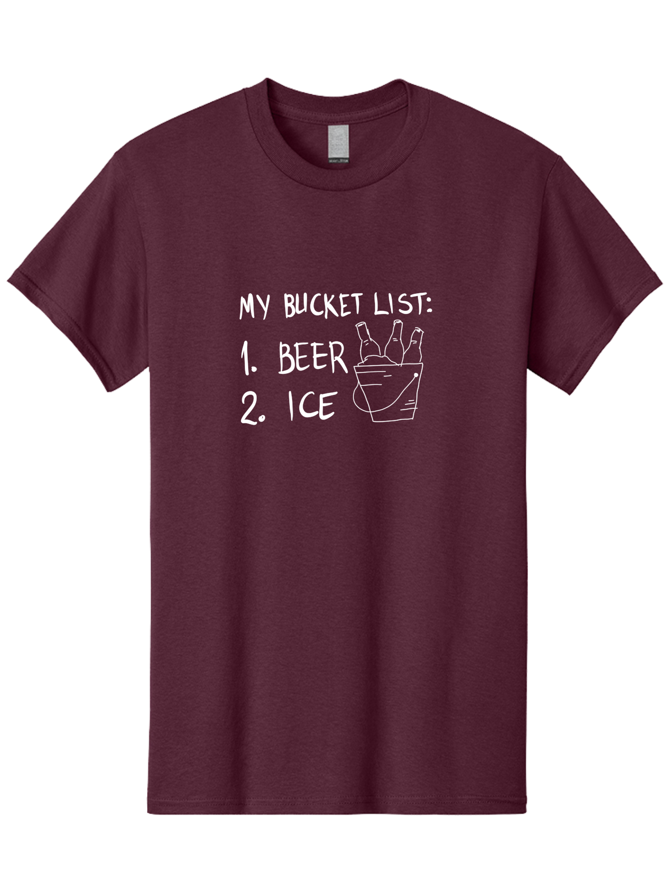 My-Bucket-List Men'S Graphic Tee, 100% Cotton, Comfortable Casual Summer Wear, Machine Washable, Bucket List, Beer And Ice, Funny List, Humorous Quote, Beer Bucket, Ice Cold Beer, Simple Wishes, Funny Quote, Beer Lover -  Aaa098