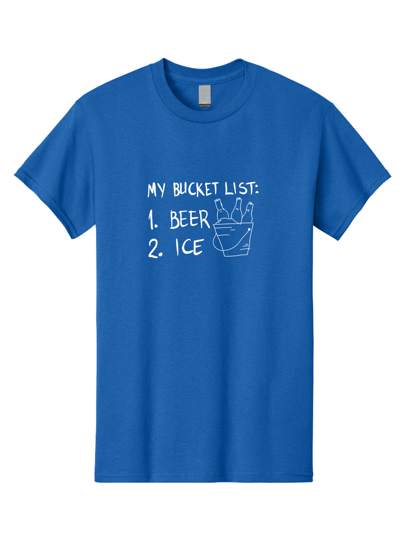 My-Bucket-List Men'S Graphic Tee, 100% Cotton, Comfortable Casual Summer Wear, Machine Washable, Bucket List, Beer And Ice, Funny List, Humorous Quote, Beer Bucket, Ice Cold Beer, Simple Wishes, Funny Quote, Beer Lover -  Aaa098