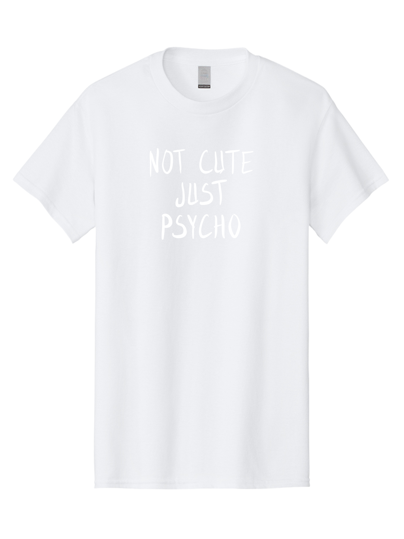 Not-Cute-Just-Psycho Men'S Graphic Tee, 100% Cotton, Comfortable Casual Summer Wear, Machine Washable, Funny Quotes, Sarcastic Humor, Quirky Phrases, Humoristic Sayings, Psycho, Cute, Witty Remarks, Bold Statements -  Aaa103