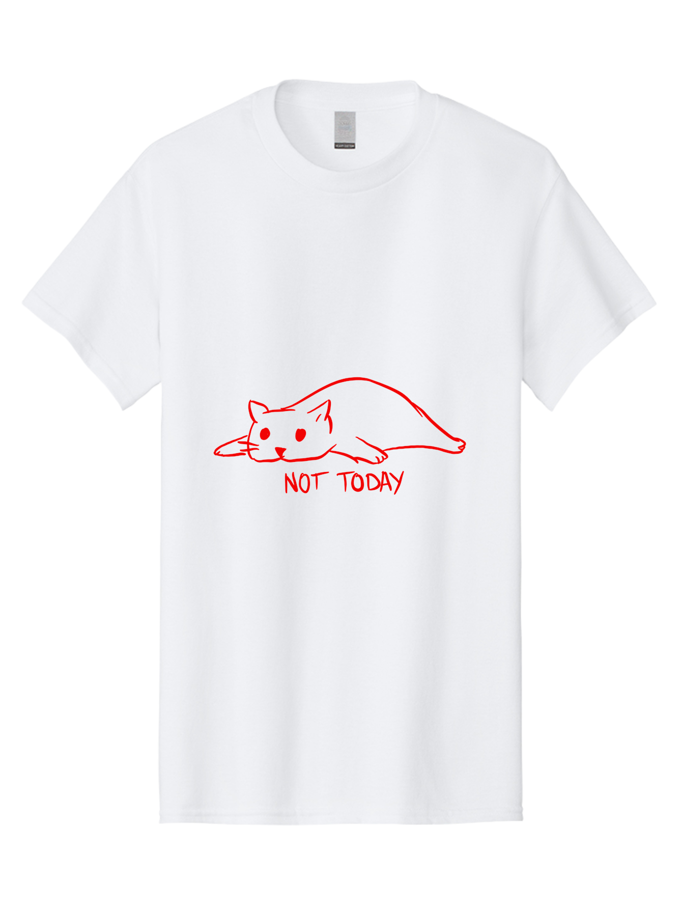 Not-Today-Cat Men'S Graphic Tee, 100% Cotton, Comfortable Casual Summer Wear, Machine Washable, Lazy Cat, Relaxed Cat, Cat Saying No, Not Today Quote, Funny Cat Meme, Humorous Illustration, Cartoon Cat, Simple Drawing -  Aaa104