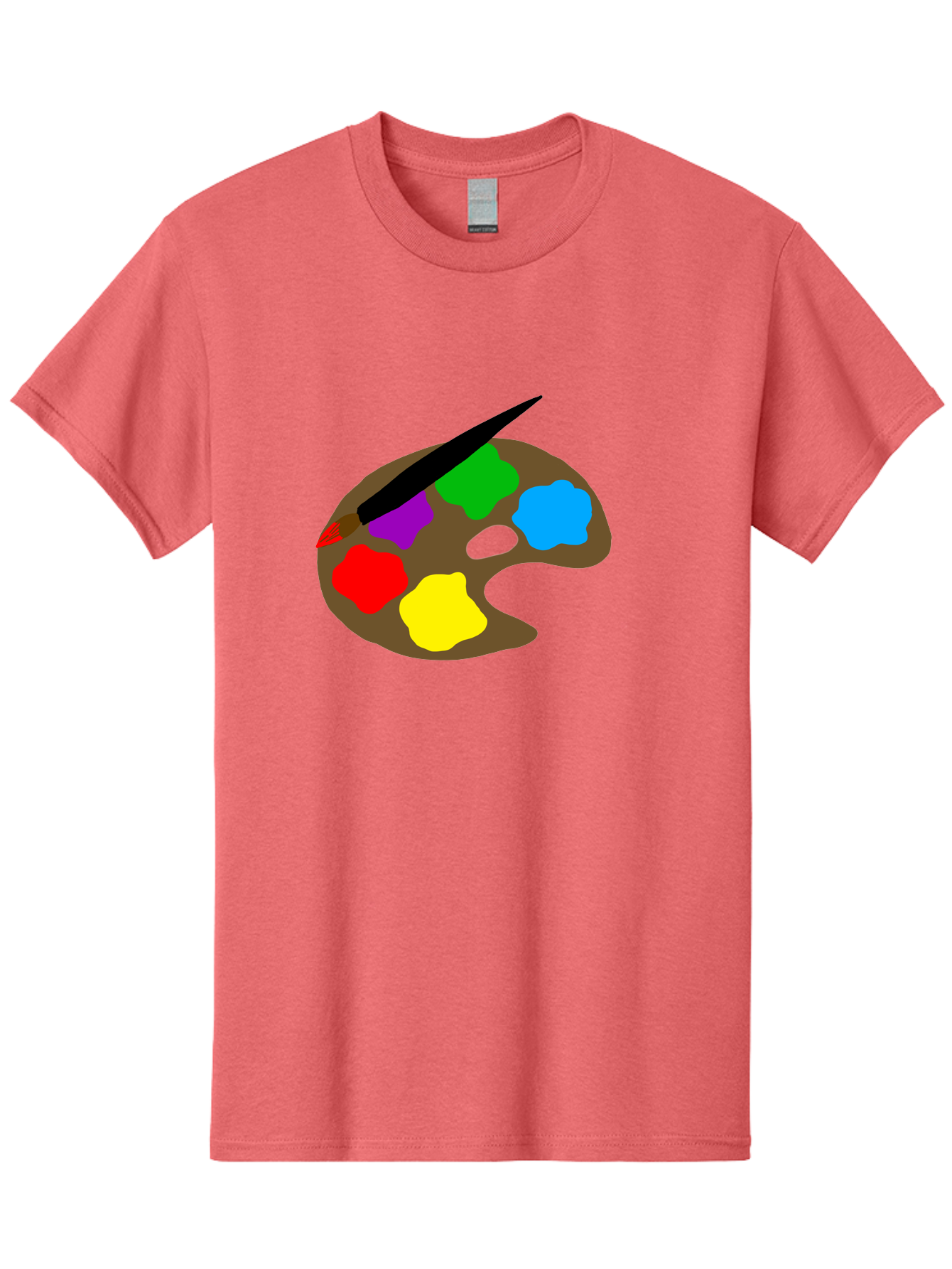 Paint-Palette Men'S Graphic Tee, 100% Cotton, Comfortable Casual Summer Wear, Machine Washable, Artist'S Palette, Painting Supplies, Colorful Paints, Artistic Tools, Creative Expression, Vibrant Colors, Red, Yellow, Blue, Green, Purple -  Aaa107