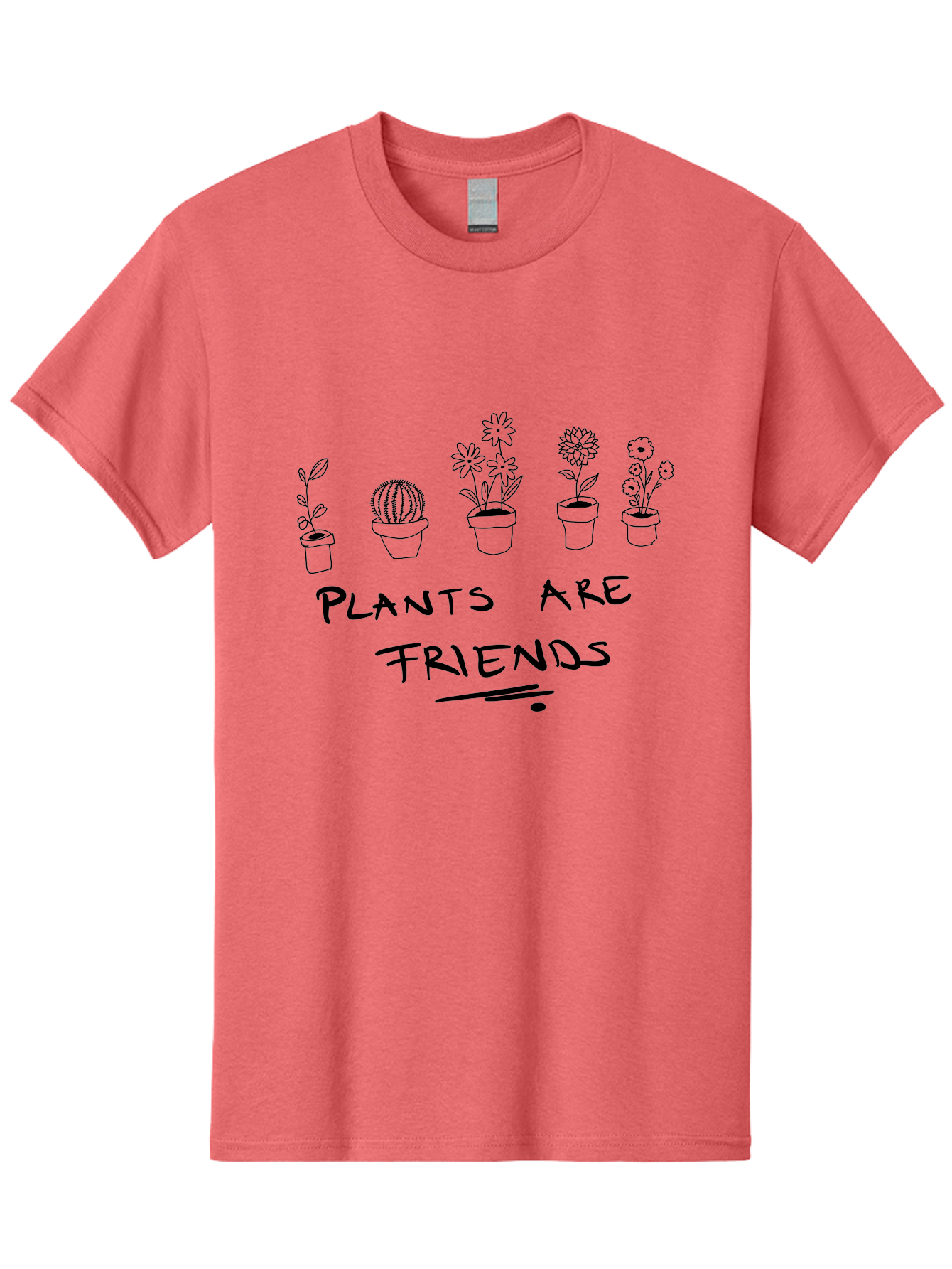 Plants-Are-Friends Men'S Graphic Tee, 100% Cotton, Comfortable Casual Summer Wear, Machine Washable, Potted Plants, Houseplants, Floral Arrangements, Botanical Art, Cactus, Friendship, Plant Love, Botanical Friends, Plant Appreciation -  Aaa113