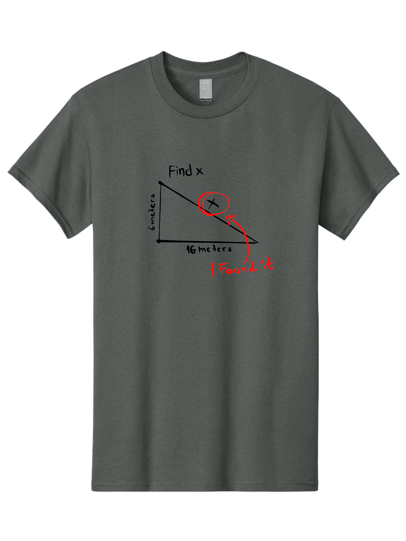 Right-Triangle-Problem Men'S Graphic Tee, 100% Cotton, Comfortable Casual Summer Wear, Machine Washable, Right Triangle, 6 Meters, 16 Meters, Find X, Pythagorean Theorem, Geometry Problem, Trigonometry, Math Exercise, Solve For X -  Aaa115