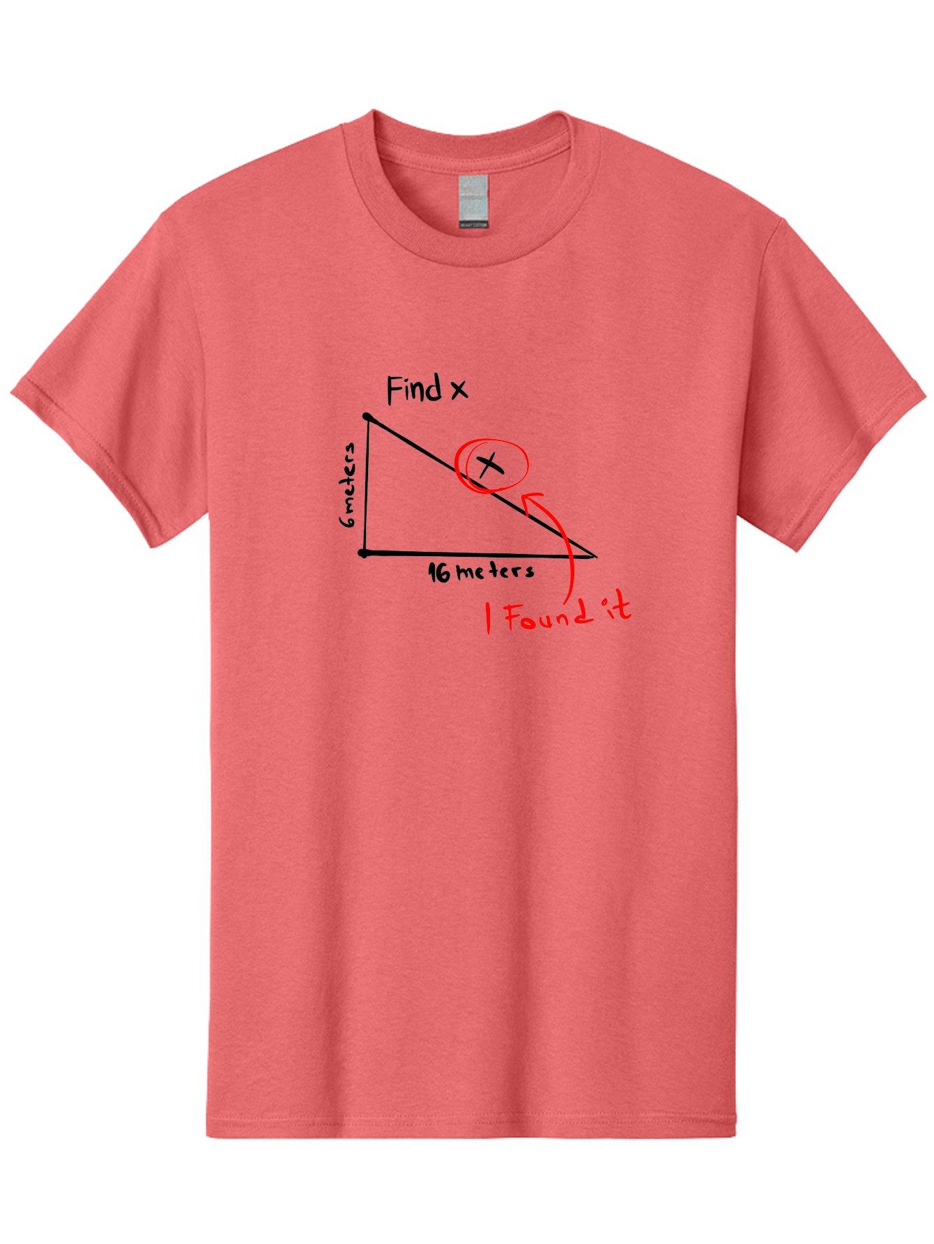 Right-Triangle-Problem Men'S Graphic Tee, 100% Cotton, Comfortable Casual Summer Wear, Machine Washable, Right Triangle, 6 Meters, 16 Meters, Find X, Pythagorean Theorem, Geometry Problem, Trigonometry, Math Exercise, Solve For X -  Aaa115