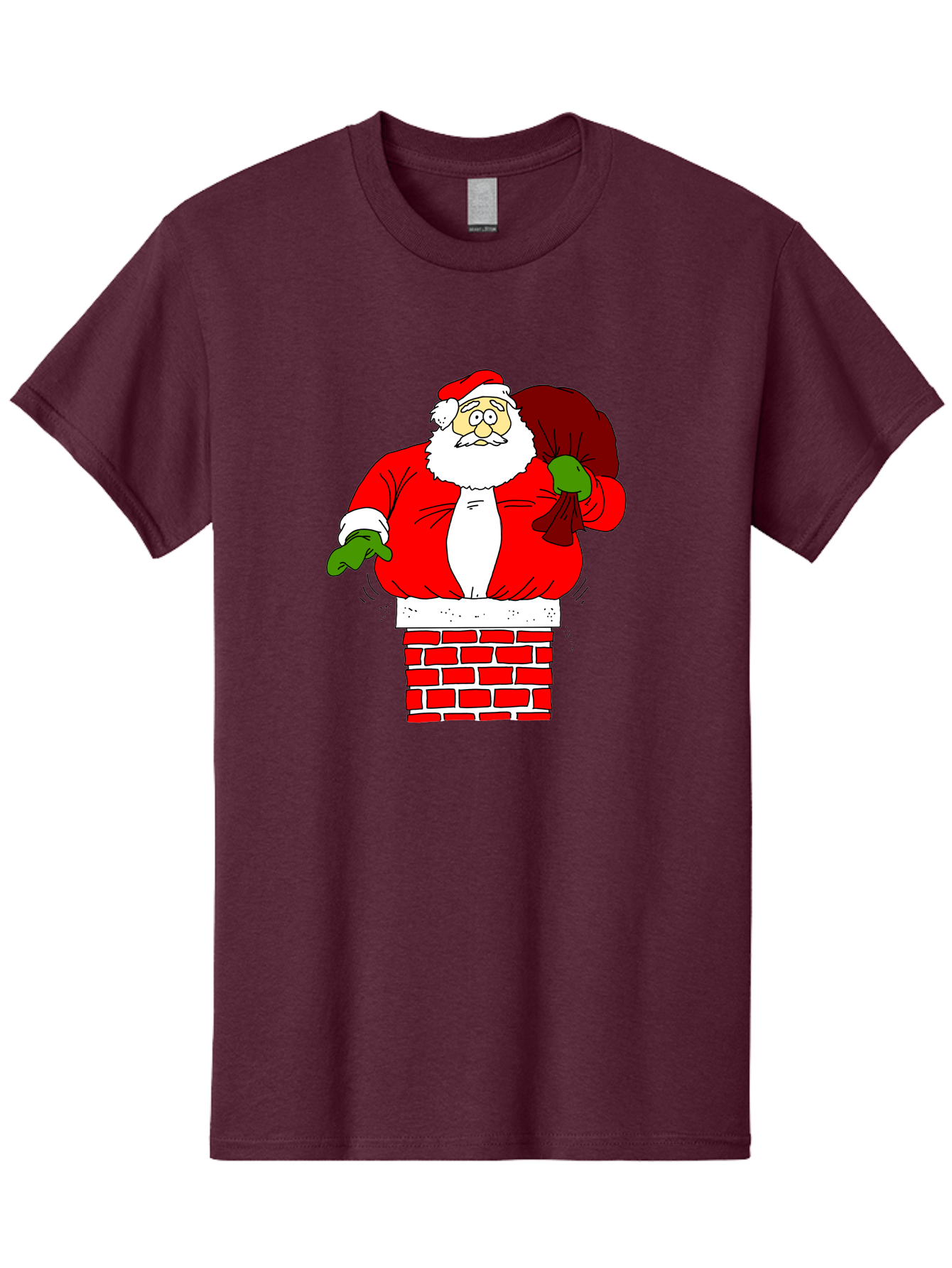 Santa-Claus Men'S Graphic Tee, 100% Cotton, Comfortable Casual Summer Wear, Machine Washable, Santa Claus Emerging From A Chimney, Christmas Magic, Festive Season, Holiday Cheer, Jolly Old Man, Gift Giving, Red Suit, White Beard, -  Aaa118