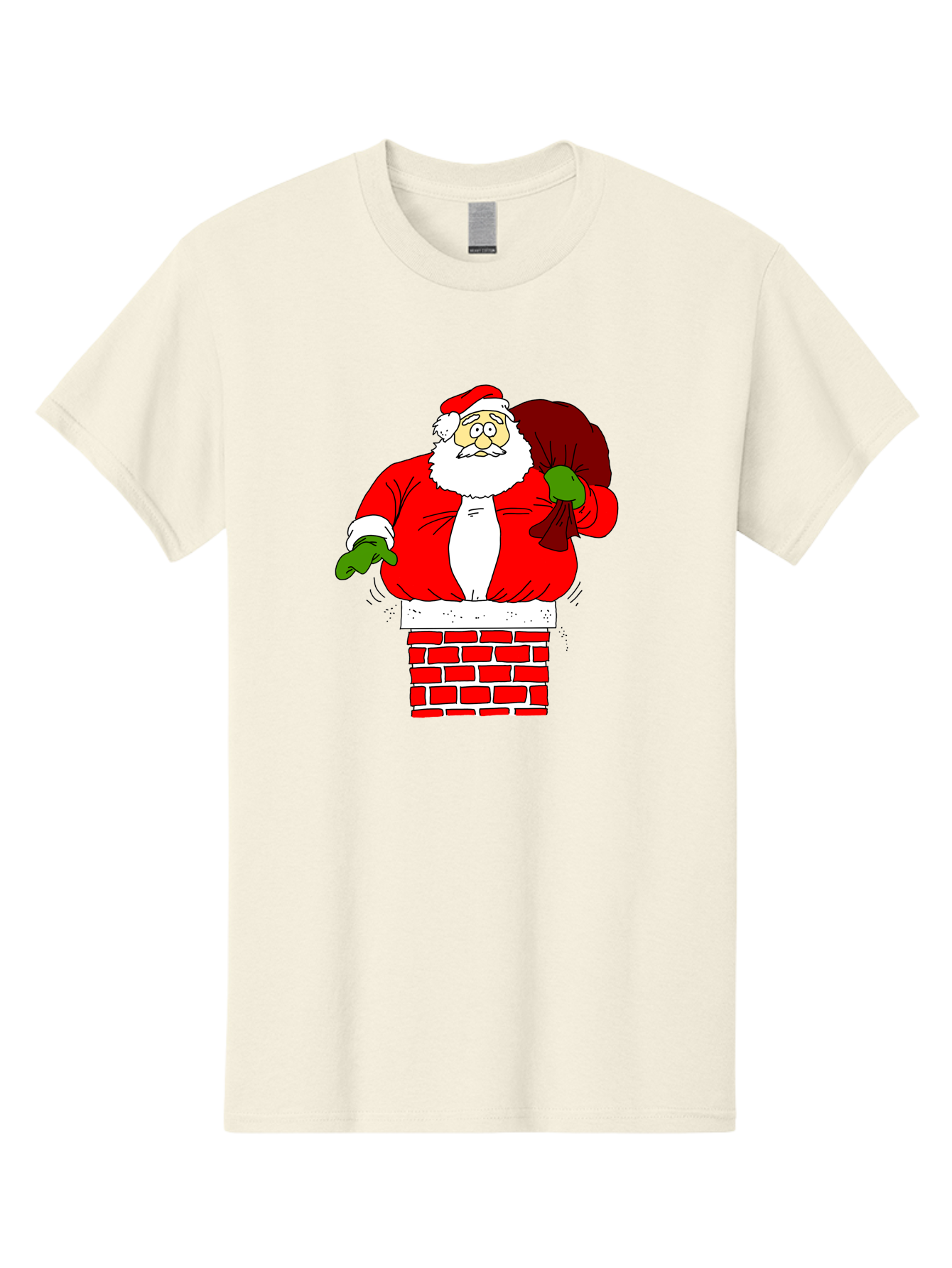 Santa-Claus Men'S Graphic Tee, 100% Cotton, Comfortable Casual Summer Wear, Machine Washable, Santa Claus Emerging From A Chimney, Christmas Magic, Festive Season, Holiday Cheer, Jolly Old Man, Gift Giving, Red Suit, White Beard, -  Aaa118