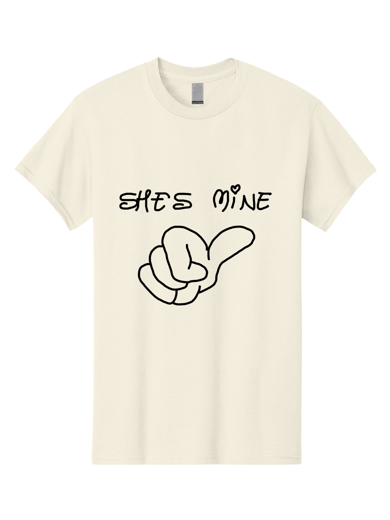 Shes-Mine Men'S Graphic Tee, 100% Cotton, Comfortable Casual Summer Wear, Machine Washable, Hand Gesture, Possessive Symbol, Love Sign, Heart Symbol, Romantic Gesture, Claim Of Ownership, Symbol Of Love -  Aaa121