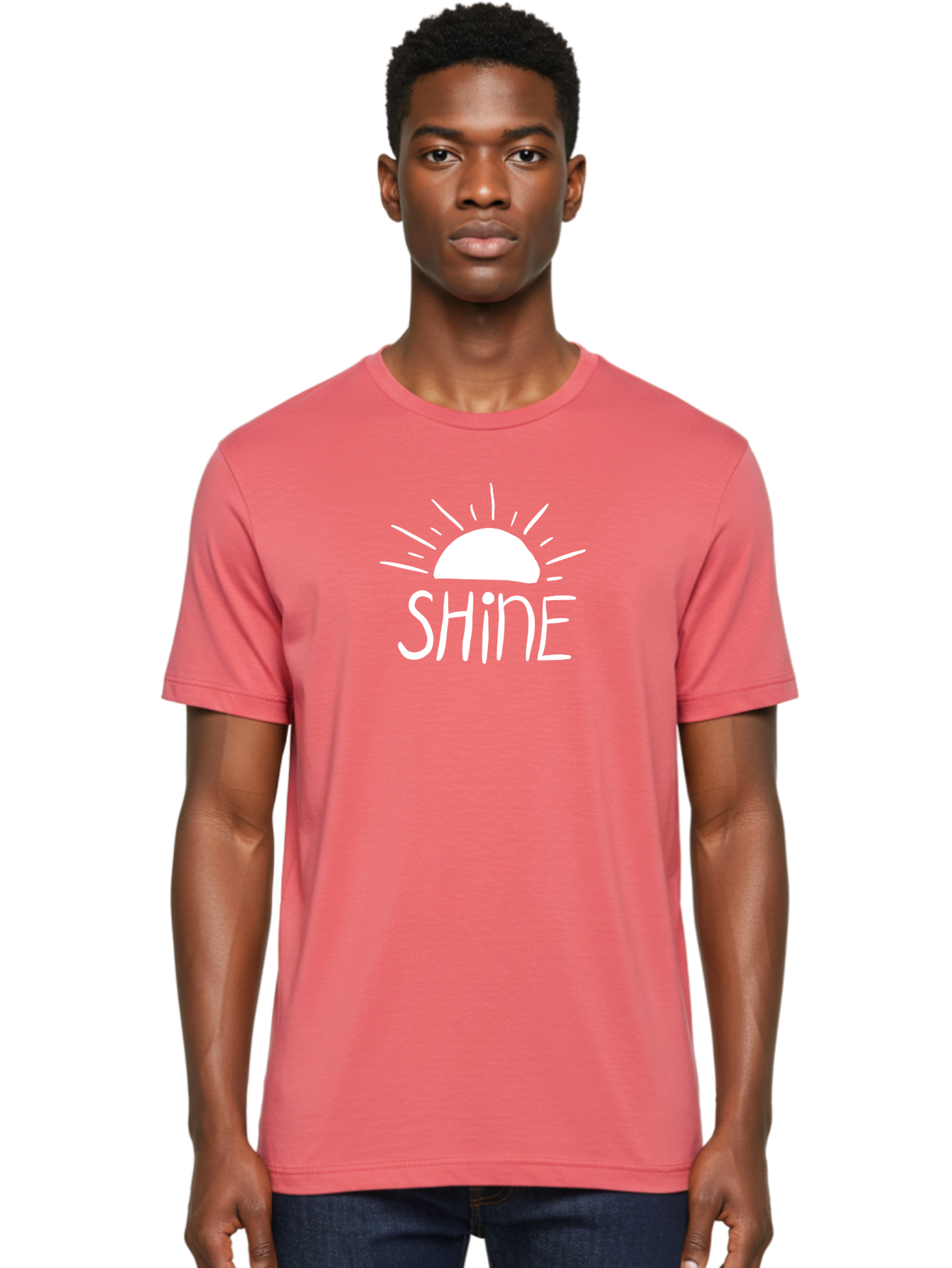 Shine Men'S Graphic Tee, 100% Cotton, Comfortable Casual Summer Wear, Machine Washable, Shine, Positivity, Motivation, Inspirational Quote, Happiness, Encouragement, Uplifting Message, Optimism Symbol -  Aaa122