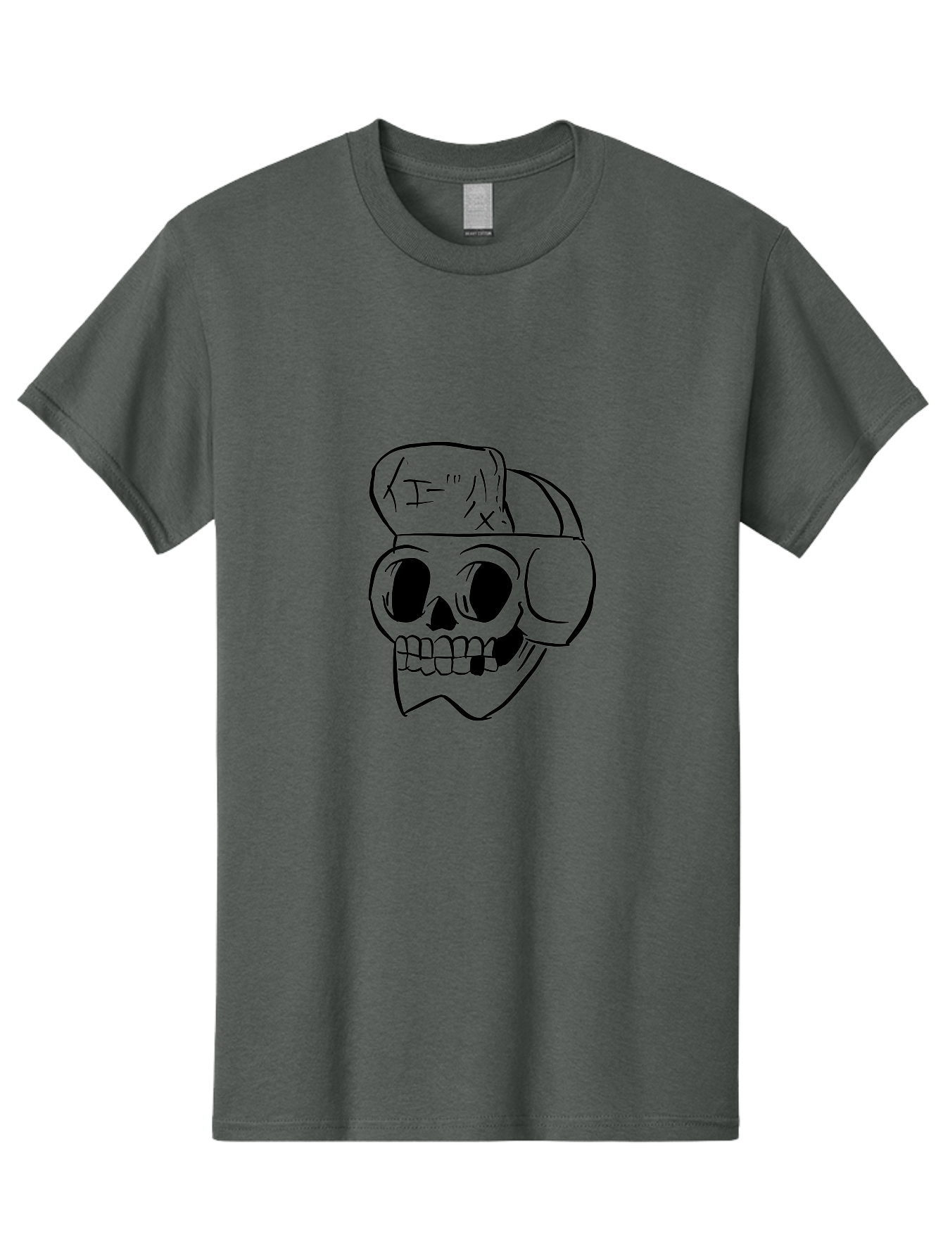 Skull-With-Headphones Men'S Graphic Tee, 100% Cotton, Comfortable Casual Summer Wear, Machine Washable, Skull Wearing Headphones, Dj Skull, Music Lover, Edgy Style, Bold Graphics, Graphic Design, Skull Art, Headphones, Dark Art -  Aaa124