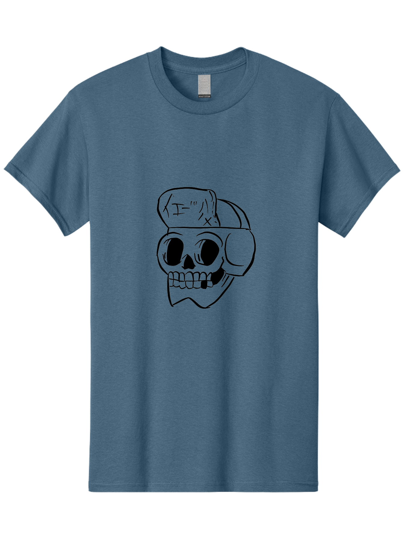 Skull-With-Headphones Men'S Graphic Tee, 100% Cotton, Comfortable Casual Summer Wear, Machine Washable, Skull Wearing Headphones, Dj Skull, Music Lover, Edgy Style, Bold Graphics, Graphic Design, Skull Art, Headphones, Dark Art -  Aaa124
