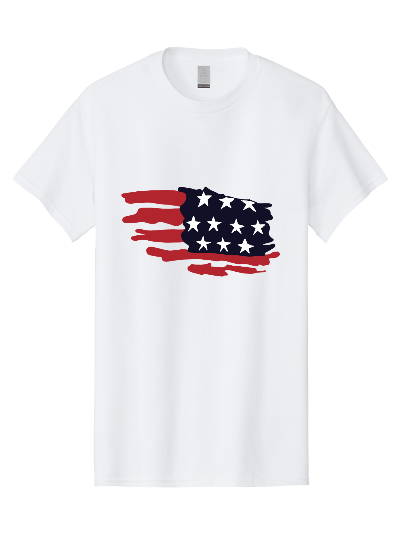 Stars-And-Stripes Men'S Graphic Tee, 100% Cotton, Comfortable Casual Summer Wear, Machine Washable, American Flag, Red And White Stripes, White Stars, Patriotic Symbol, Us National Flag, Freedom Representation, Abstract Design, -  Aaa126