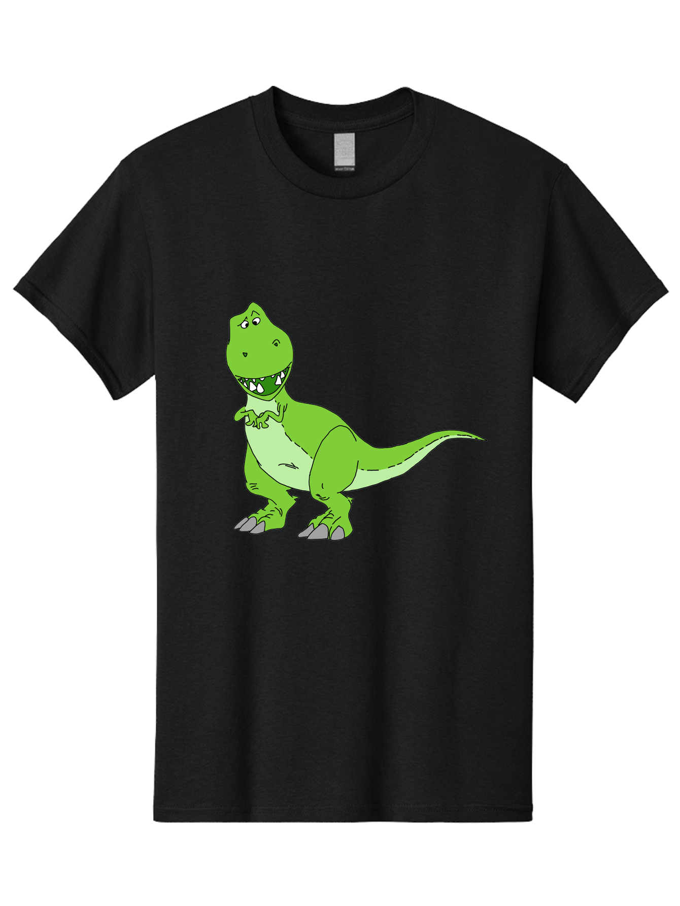 T-Rex Men'S Graphic Tee, 100% Cotton, Comfortable Casual Summer Wear, Machine Washable, Cartoon T-Rex, Green Dinosaur, Prehistoric Creature, Toothy Grin, Playful Expression, Dinosaur Illustration, Children'S Character, Fun And Friendly, -  Aaa128