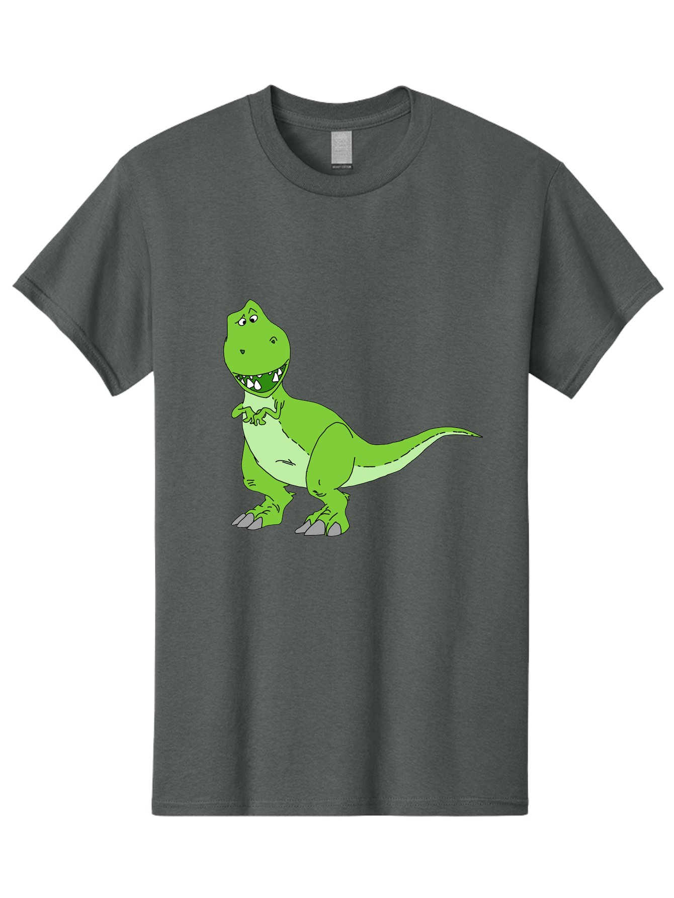 T-Rex Men'S Graphic Tee, 100% Cotton, Comfortable Casual Summer Wear, Machine Washable, Cartoon T-Rex, Green Dinosaur, Prehistoric Creature, Toothy Grin, Playful Expression, Dinosaur Illustration, Children'S Character, Fun And Friendly, -  Aaa128