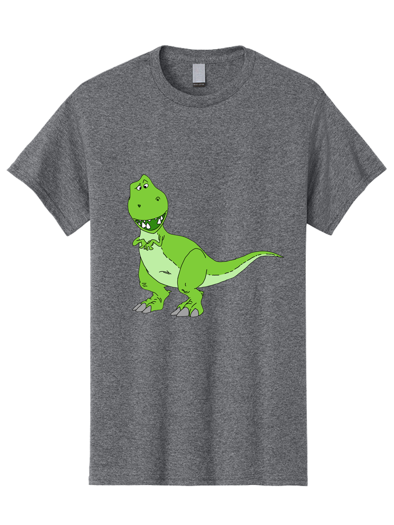 T-Rex Men'S Graphic Tee, 100% Cotton, Comfortable Casual Summer Wear, Machine Washable, Cartoon T-Rex, Green Dinosaur, Prehistoric Creature, Toothy Grin, Playful Expression, Dinosaur Illustration, Children'S Character, Fun And Friendly, -  Aaa128
