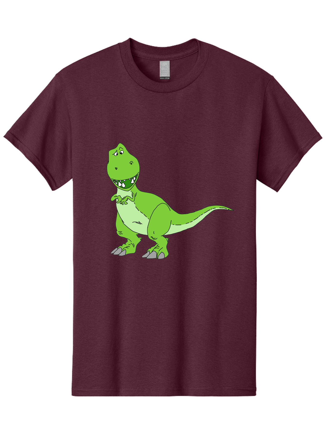 T-Rex Men'S Graphic Tee, 100% Cotton, Comfortable Casual Summer Wear, Machine Washable, Cartoon T-Rex, Green Dinosaur, Prehistoric Creature, Toothy Grin, Playful Expression, Dinosaur Illustration, Children'S Character, Fun And Friendly, -  Aaa128