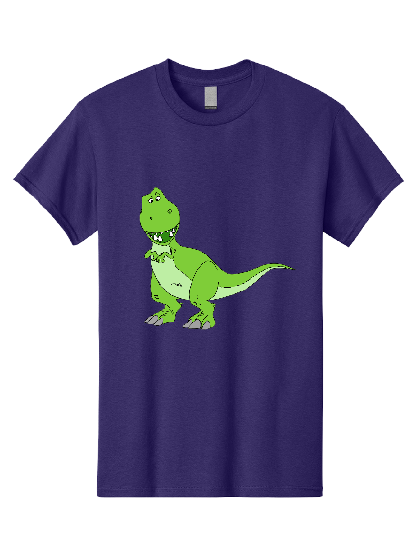 T-Rex Men'S Graphic Tee, 100% Cotton, Comfortable Casual Summer Wear, Machine Washable, Cartoon T-Rex, Green Dinosaur, Prehistoric Creature, Toothy Grin, Playful Expression, Dinosaur Illustration, Children'S Character, Fun And Friendly, -  Aaa128