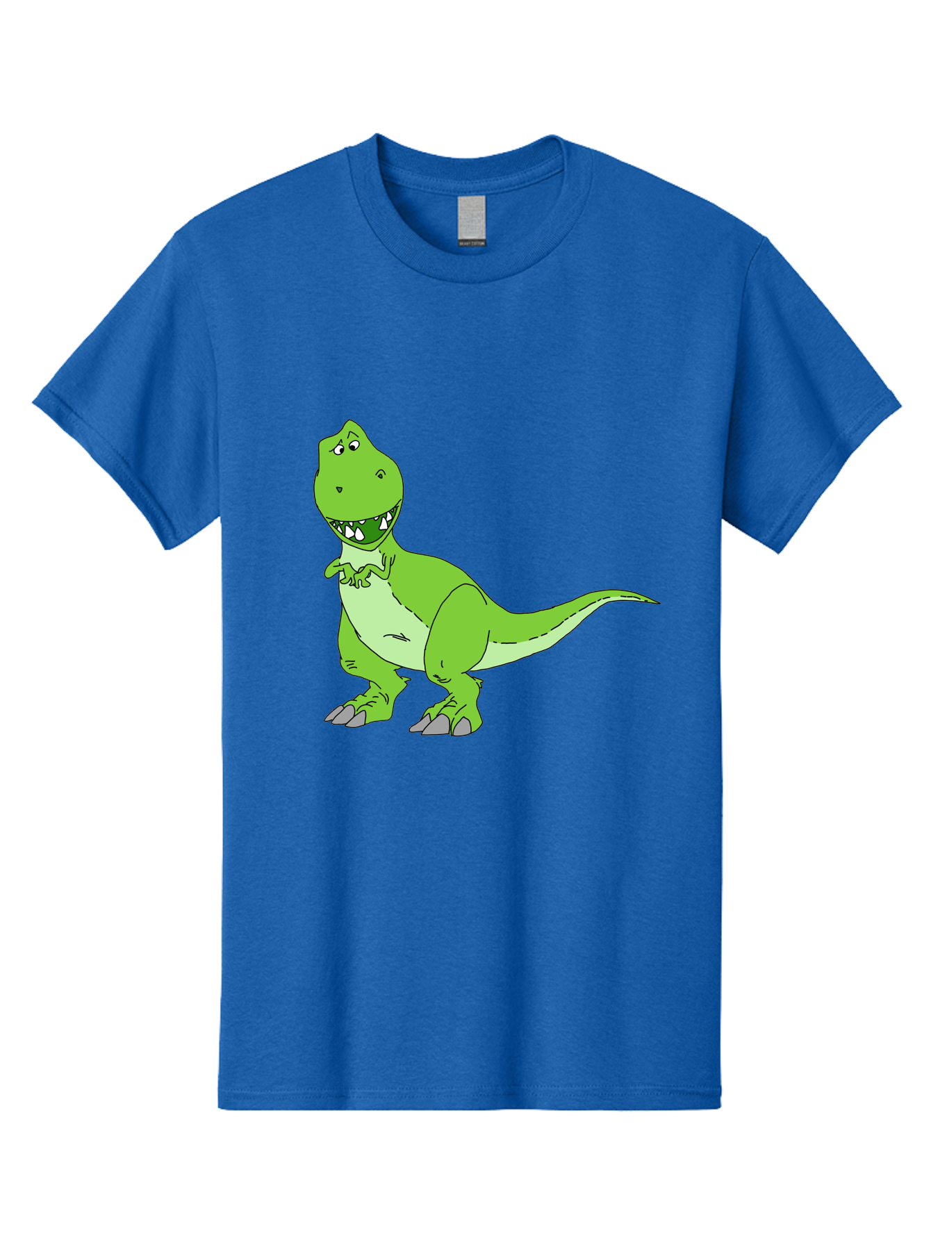 T-Rex Men'S Graphic Tee, 100% Cotton, Comfortable Casual Summer Wear, Machine Washable, Cartoon T-Rex, Green Dinosaur, Prehistoric Creature, Toothy Grin, Playful Expression, Dinosaur Illustration, Children'S Character, Fun And Friendly, -  Aaa128