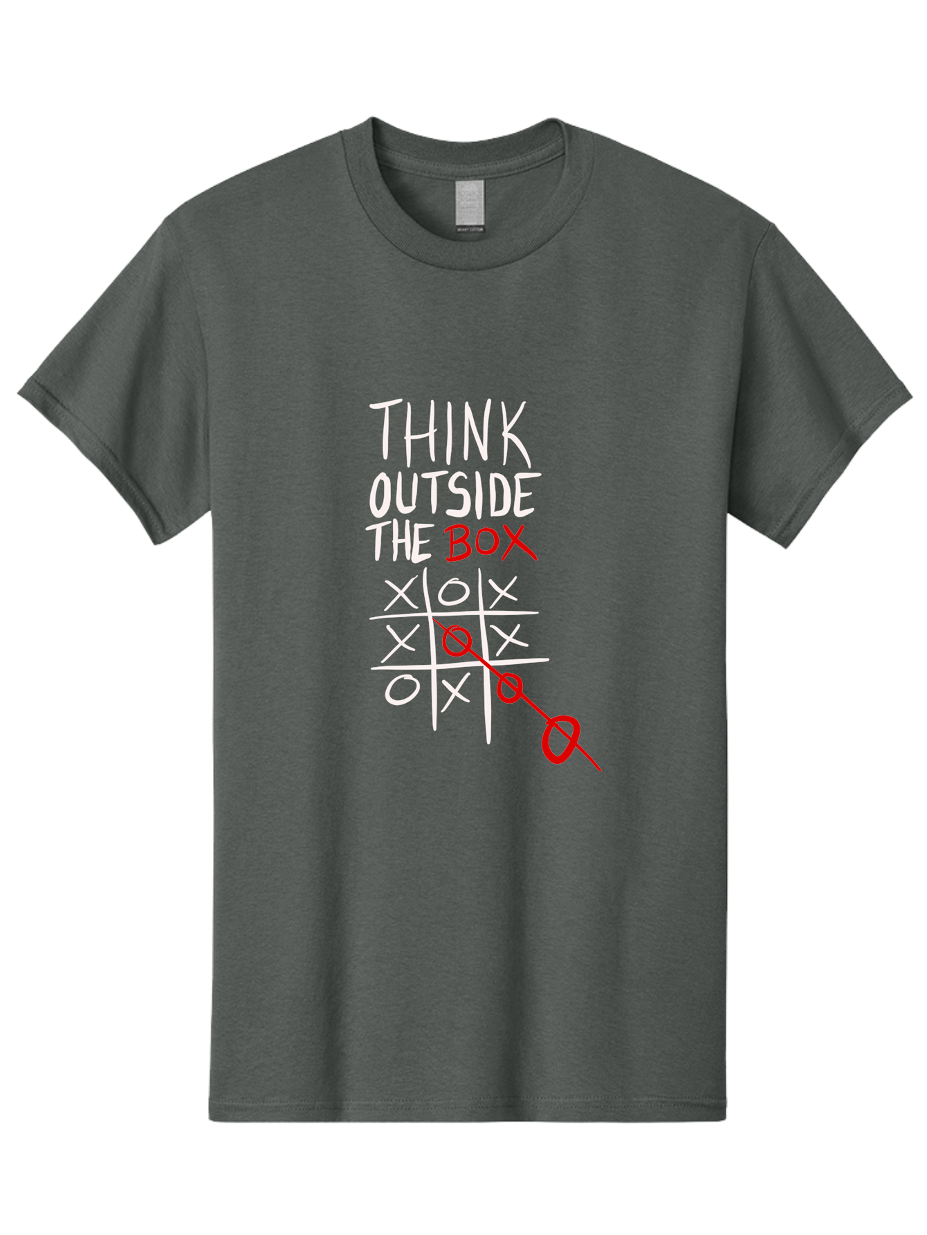 Think-Outside-The-Box Men'S Graphic Tee, 100% Cotton, Comfortable Casual Summer Wear, Machine Washable, Think Outside The Box, Creative Thinking, Tic Tac Toe Game, Innovative Ideas, Problem-Solving, Strategic Thinking, Outside The Box, -  Aaa129