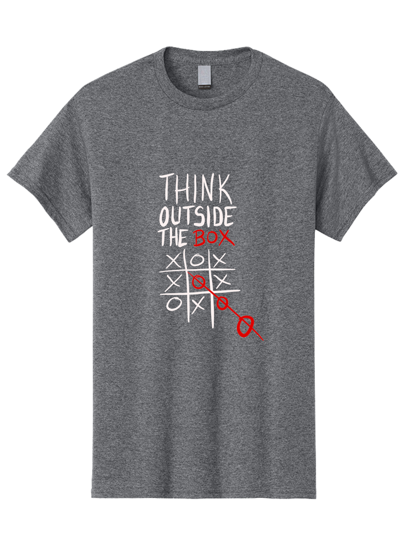 Think-Outside-The-Box Men'S Graphic Tee, 100% Cotton, Comfortable Casual Summer Wear, Machine Washable, Think Outside The Box, Creative Thinking, Tic Tac Toe Game, Innovative Ideas, Problem-Solving, Strategic Thinking, Outside The Box, -  Aaa129