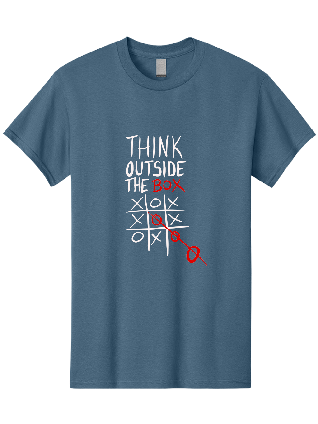Think-Outside-The-Box Men'S Graphic Tee, 100% Cotton, Comfortable Casual Summer Wear, Machine Washable, Think Outside The Box, Creative Thinking, Tic Tac Toe Game, Innovative Ideas, Problem-Solving, Strategic Thinking, Outside The Box, -  Aaa129