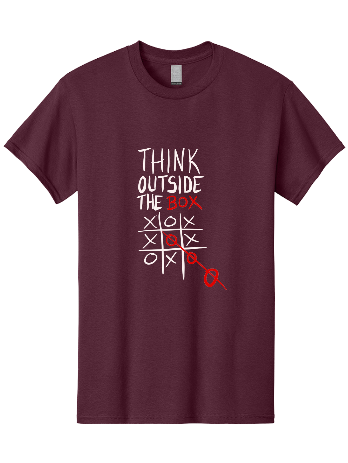 Think-Outside-The-Box Men'S Graphic Tee, 100% Cotton, Comfortable Casual Summer Wear, Machine Washable, Think Outside The Box, Creative Thinking, Tic Tac Toe Game, Innovative Ideas, Problem-Solving, Strategic Thinking, Outside The Box, -  Aaa129