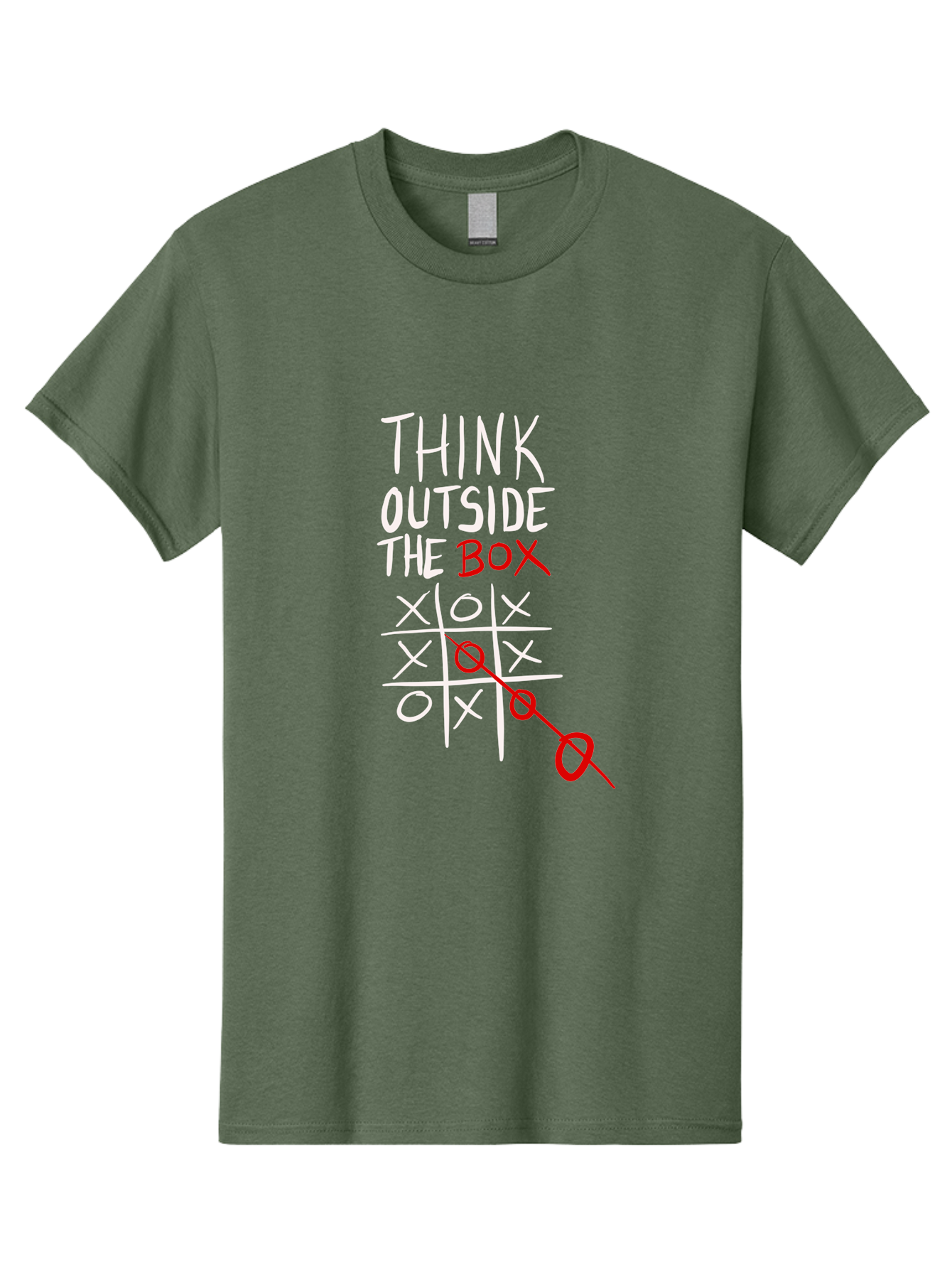 Think-Outside-The-Box Men'S Graphic Tee, 100% Cotton, Comfortable Casual Summer Wear, Machine Washable, Think Outside The Box, Creative Thinking, Tic Tac Toe Game, Innovative Ideas, Problem-Solving, Strategic Thinking, Outside The Box, -  Aaa129