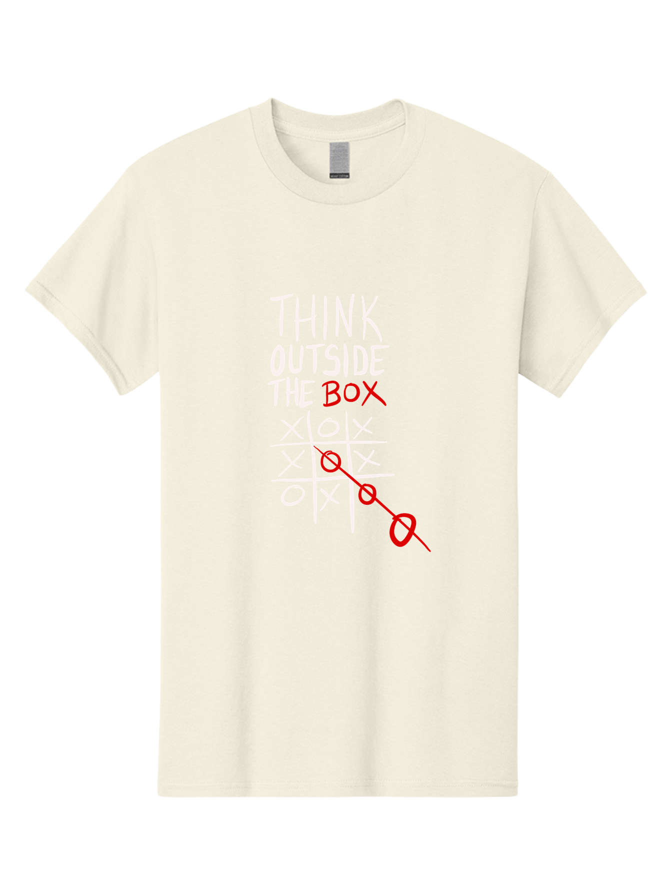 Think-Outside-The-Box Men'S Graphic Tee, 100% Cotton, Comfortable Casual Summer Wear, Machine Washable, Think Outside The Box, Creative Thinking, Tic Tac Toe Game, Innovative Ideas, Problem-Solving, Strategic Thinking, Outside The Box, -  Aaa129