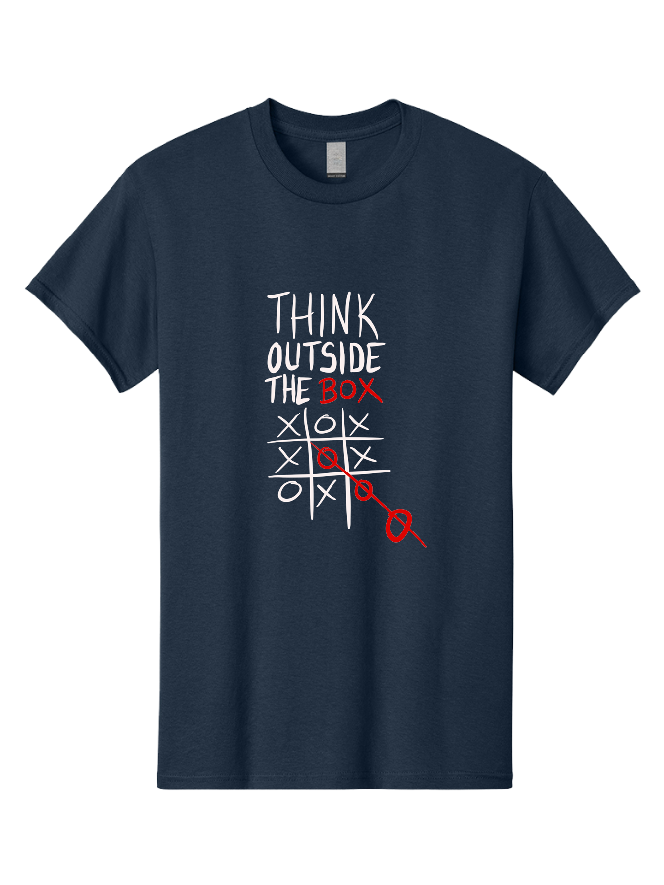 Think-Outside-The-Box Men'S Graphic Tee, 100% Cotton, Comfortable Casual Summer Wear, Machine Washable, Think Outside The Box, Creative Thinking, Tic Tac Toe Game, Innovative Ideas, Problem-Solving, Strategic Thinking, Outside The Box, -  Aaa129