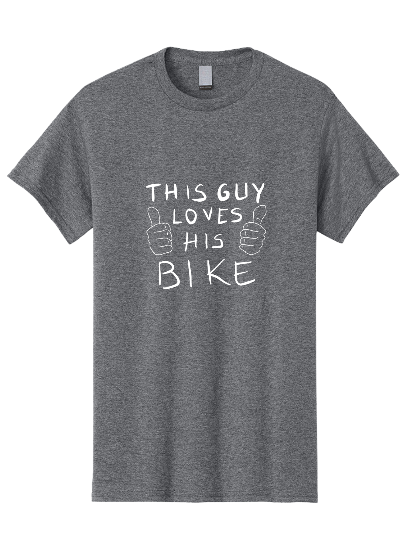 This-Guy-Loves-His-Bike Men'S Graphic Tee, 100% Cotton, Comfortable Casual Summer Wear, Machine Washable, Bike Enthusiast, Cycling Passion, Thumbs Up Approval, Love For Biking, Bike Lover, Cyclist Pride, Bicycle Appreciation, -  Aaa130