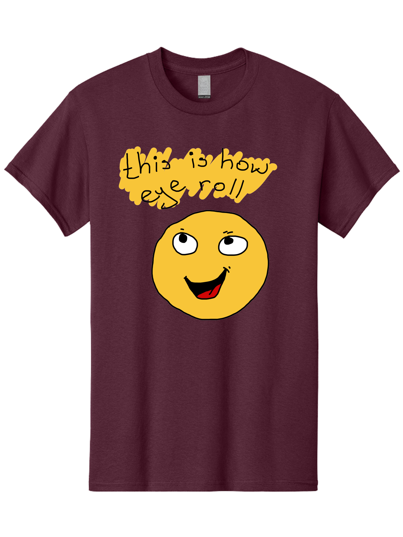 This-Is-How-Eye-Roll Men'S Graphic Tee, 100% Cotton, Comfortable Casual Summer Wear, Machine Washable, Funny Emoticon, Eye Roll Meme, Cartoon Character, Humorous Expression, Playful Humor, Sarcastic Face, Smiling Emoji, Laugh Out Loud -  Aaa131
