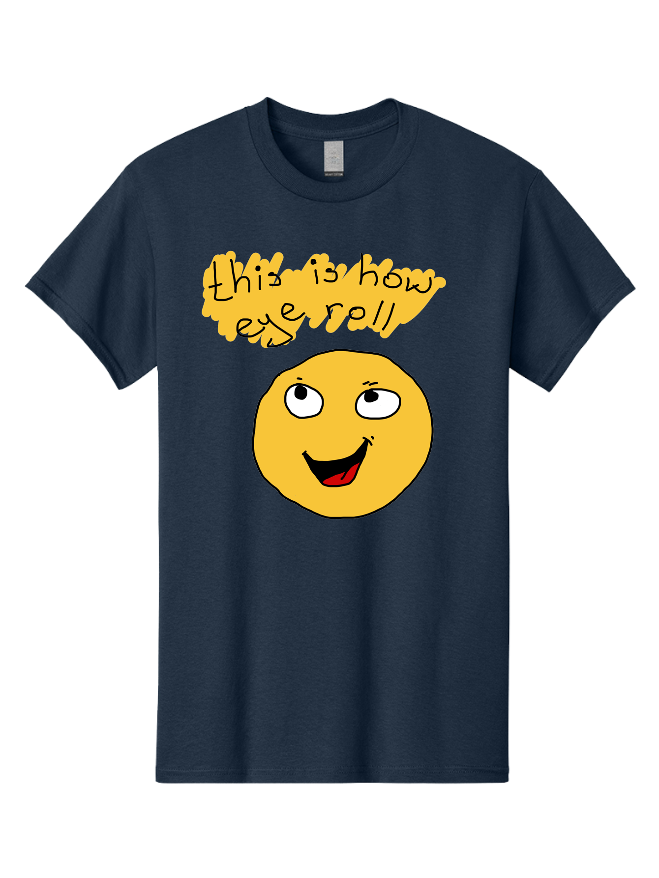 This-Is-How-Eye-Roll Men'S Graphic Tee, 100% Cotton, Comfortable Casual Summer Wear, Machine Washable, Funny Emoticon, Eye Roll Meme, Cartoon Character, Humorous Expression, Playful Humor, Sarcastic Face, Smiling Emoji, Laugh Out Loud -  Aaa131