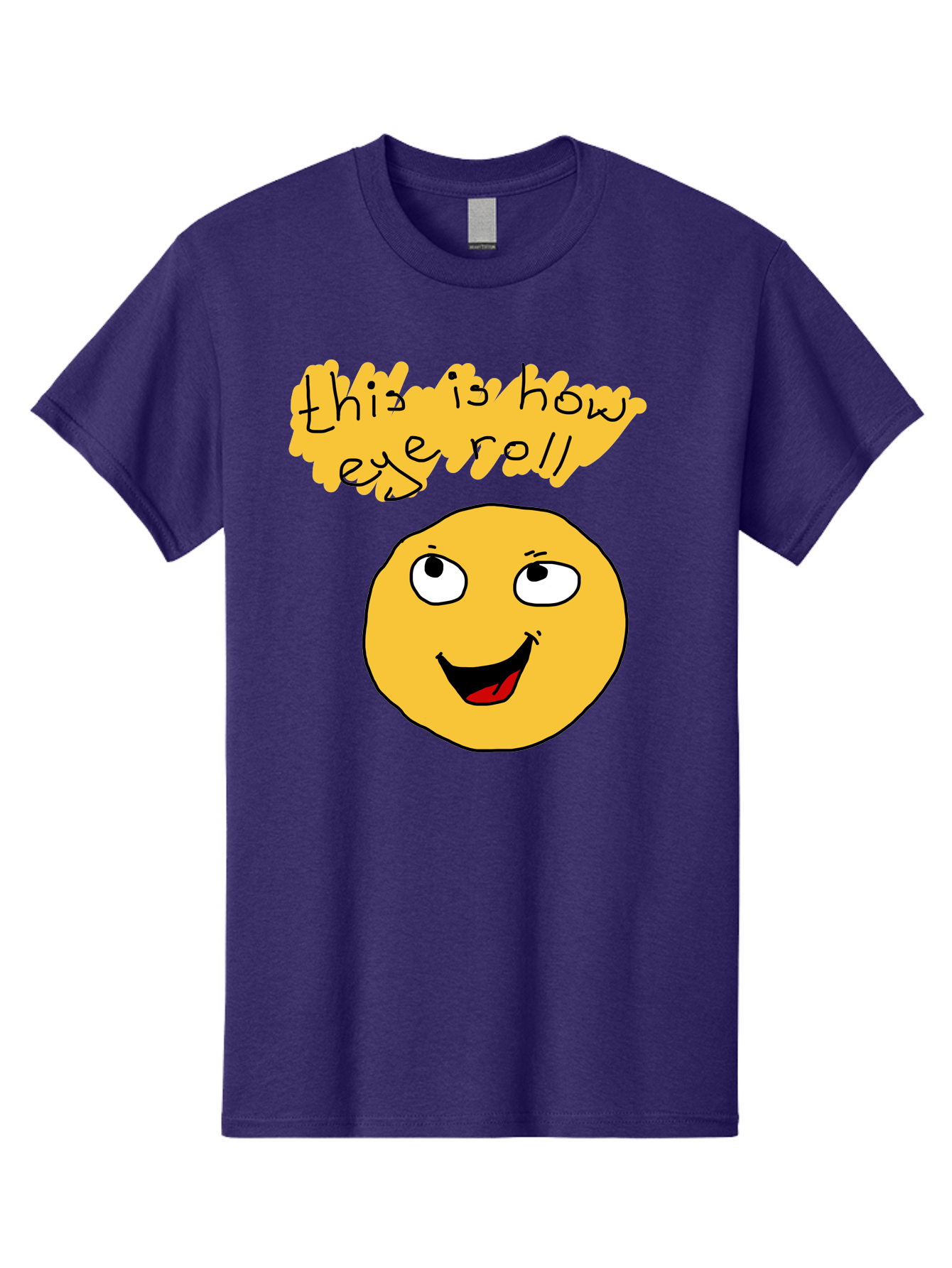 This-Is-How-Eye-Roll Men'S Graphic Tee, 100% Cotton, Comfortable Casual Summer Wear, Machine Washable, Funny Emoticon, Eye Roll Meme, Cartoon Character, Humorous Expression, Playful Humor, Sarcastic Face, Smiling Emoji, Laugh Out Loud -  Aaa131