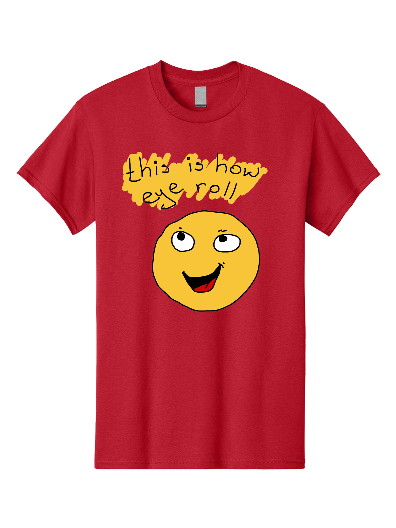 This-Is-How-Eye-Roll Men'S Graphic Tee, 100% Cotton, Comfortable Casual Summer Wear, Machine Washable, Funny Emoticon, Eye Roll Meme, Cartoon Character, Humorous Expression, Playful Humor, Sarcastic Face, Smiling Emoji, Laugh Out Loud -  Aaa131