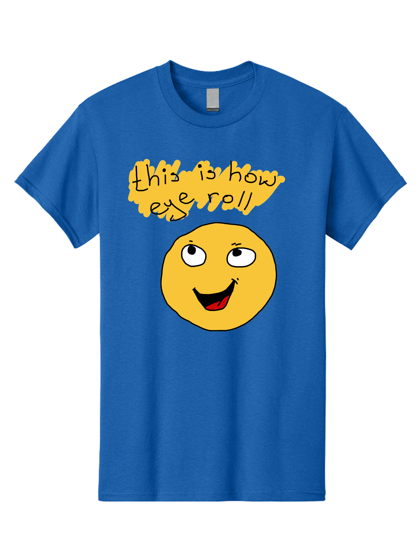 This-Is-How-Eye-Roll Men'S Graphic Tee, 100% Cotton, Comfortable Casual Summer Wear, Machine Washable, Funny Emoticon, Eye Roll Meme, Cartoon Character, Humorous Expression, Playful Humor, Sarcastic Face, Smiling Emoji, Laugh Out Loud -  Aaa131