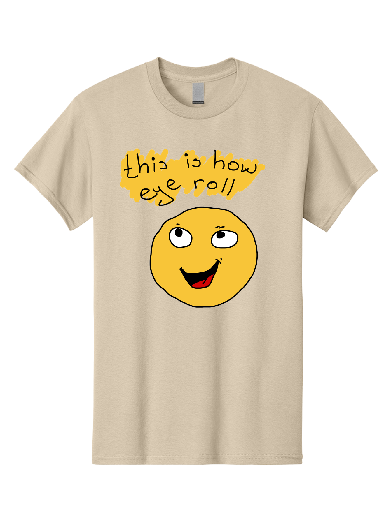 This-Is-How-Eye-Roll Men'S Graphic Tee, 100% Cotton, Comfortable Casual Summer Wear, Machine Washable, Funny Emoticon, Eye Roll Meme, Cartoon Character, Humorous Expression, Playful Humor, Sarcastic Face, Smiling Emoji, Laugh Out Loud -  Aaa131