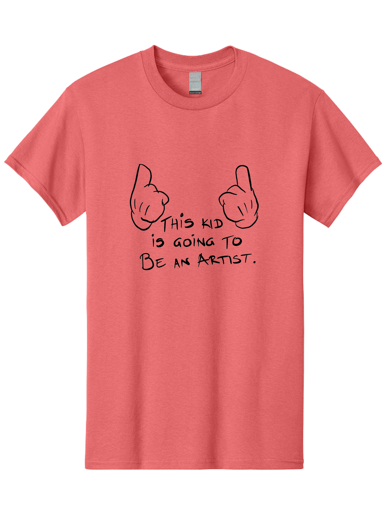 This-Kid-Is-Going-To-Be-An-Artist Men'S Graphic Tee, 100% Cotton, Comfortable Casual Summer Wear, Machine Washable, Artistic Talent, Creative Kid, Young Artist, Inspirational Quote, Hand Drawn Illustration, Pointing Hands, -  Aaa132