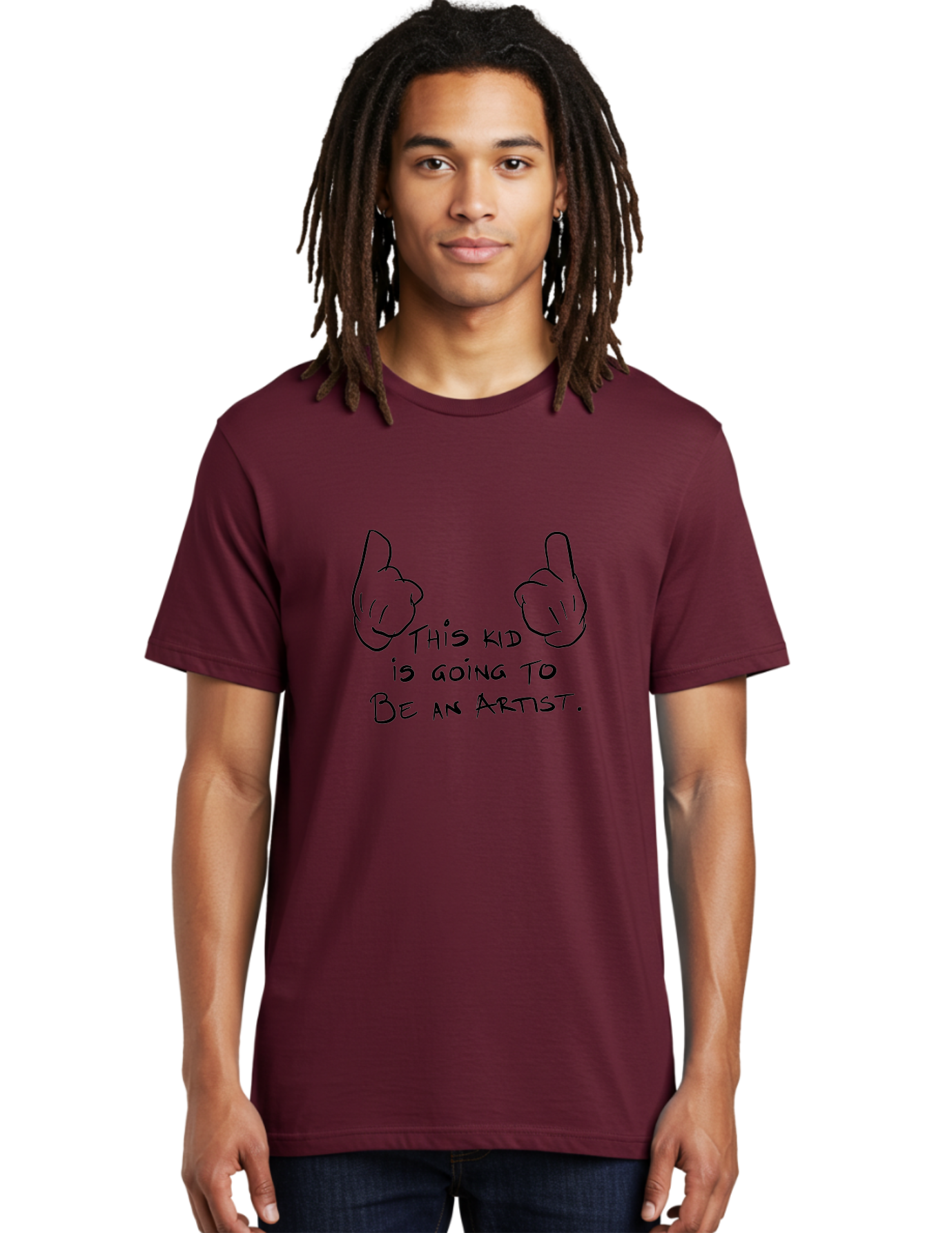 This-Kid-Is-Going-To-Be-An-Artist Men'S Graphic Tee, 100% Cotton, Comfortable Casual Summer Wear, Machine Washable, Artistic Talent, Creative Kid, Young Artist, Inspirational Quote, Hand Drawn Illustration, Pointing Hands, -  Aaa132